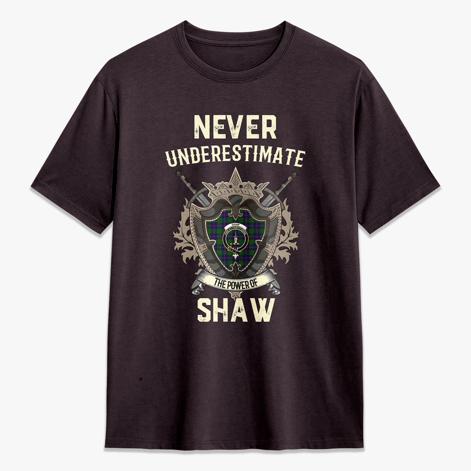 Shaw Modern Tartan Crest 2D T-shirt - Never Underestimate Style