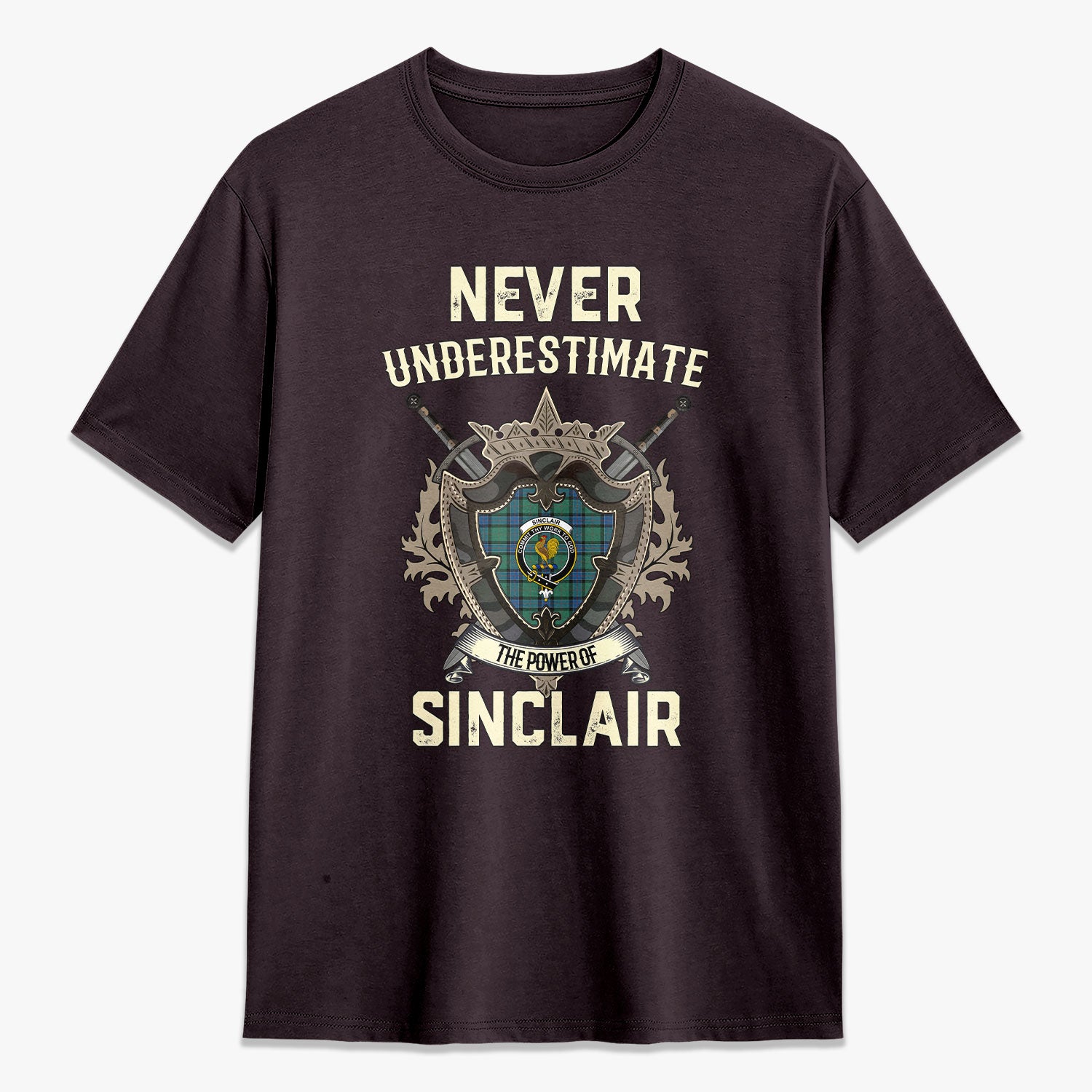 Sinclair Hunting Ancient Tartan Crest 2D T-shirt - Never Underestimate Style