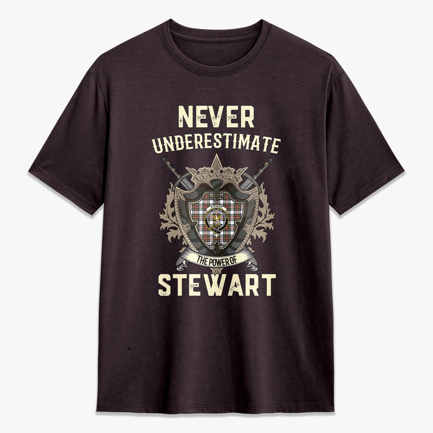 Stewart Dress Modern Tartan Crest 2D T-shirt - Never Underestimate Style