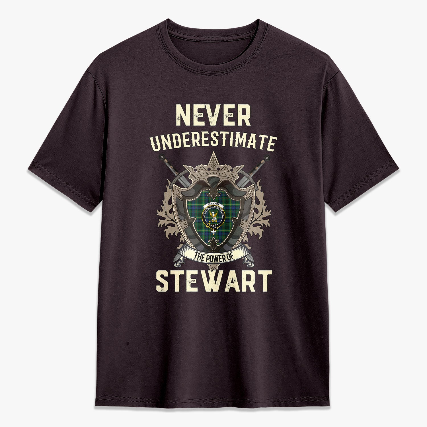 Stewart Hunting Modern Tartan Crest 2D T-shirt - Never Underestimate Style
