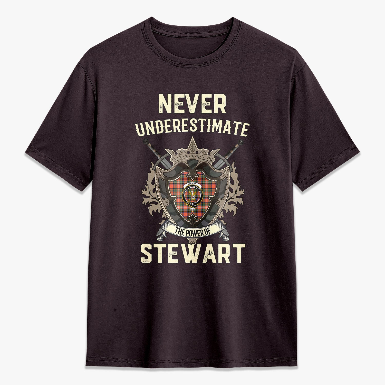 Stewart Royal Ancient Tartan Crest 2D T-shirt - Never Underestimate Style