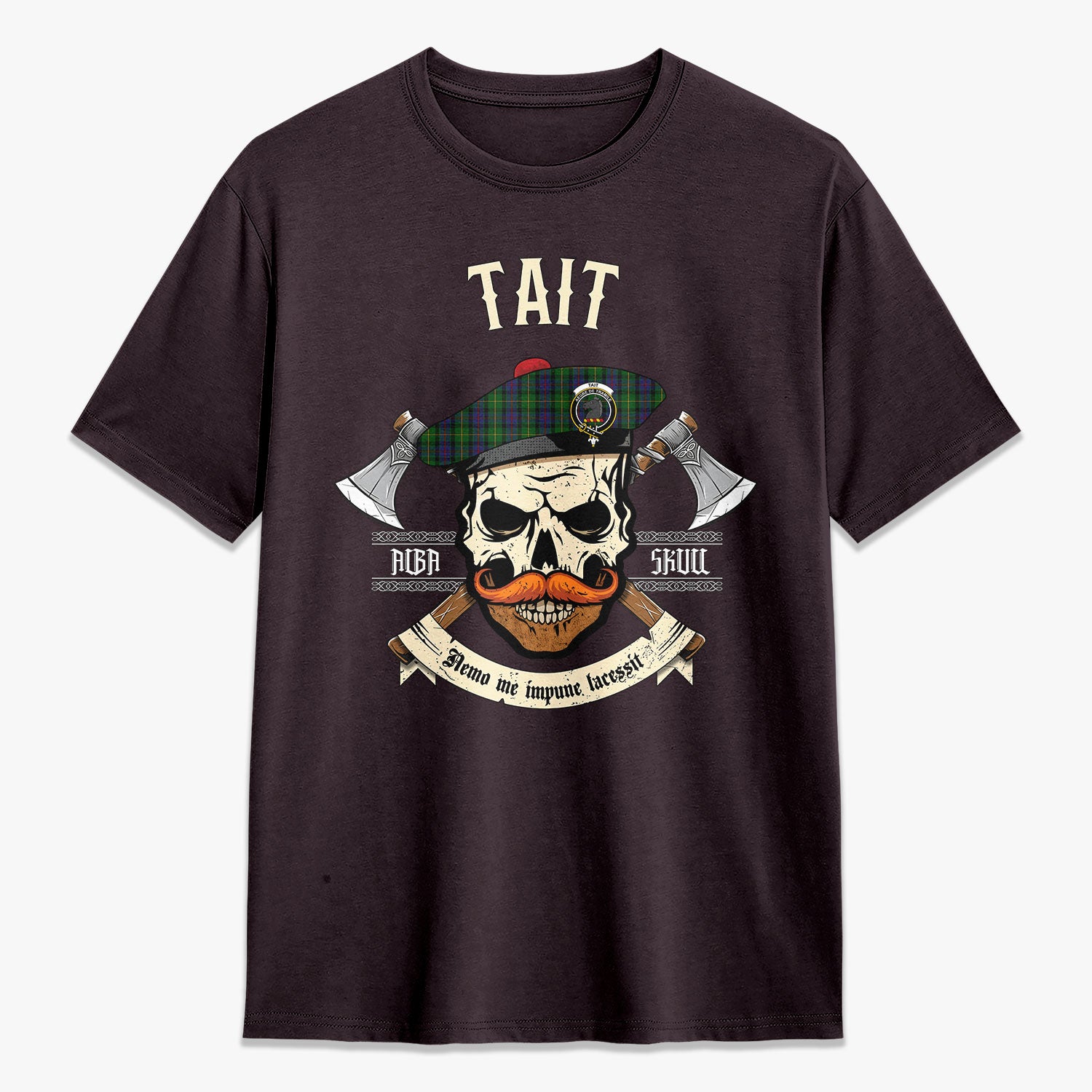 Tait Tartan Crest 2D T-shirt - Alba Skull Style