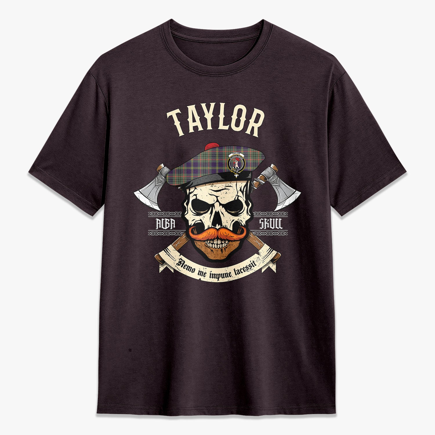 Taylor Weathered Tartan Crest 2D T-shirt - Alba Skull Style