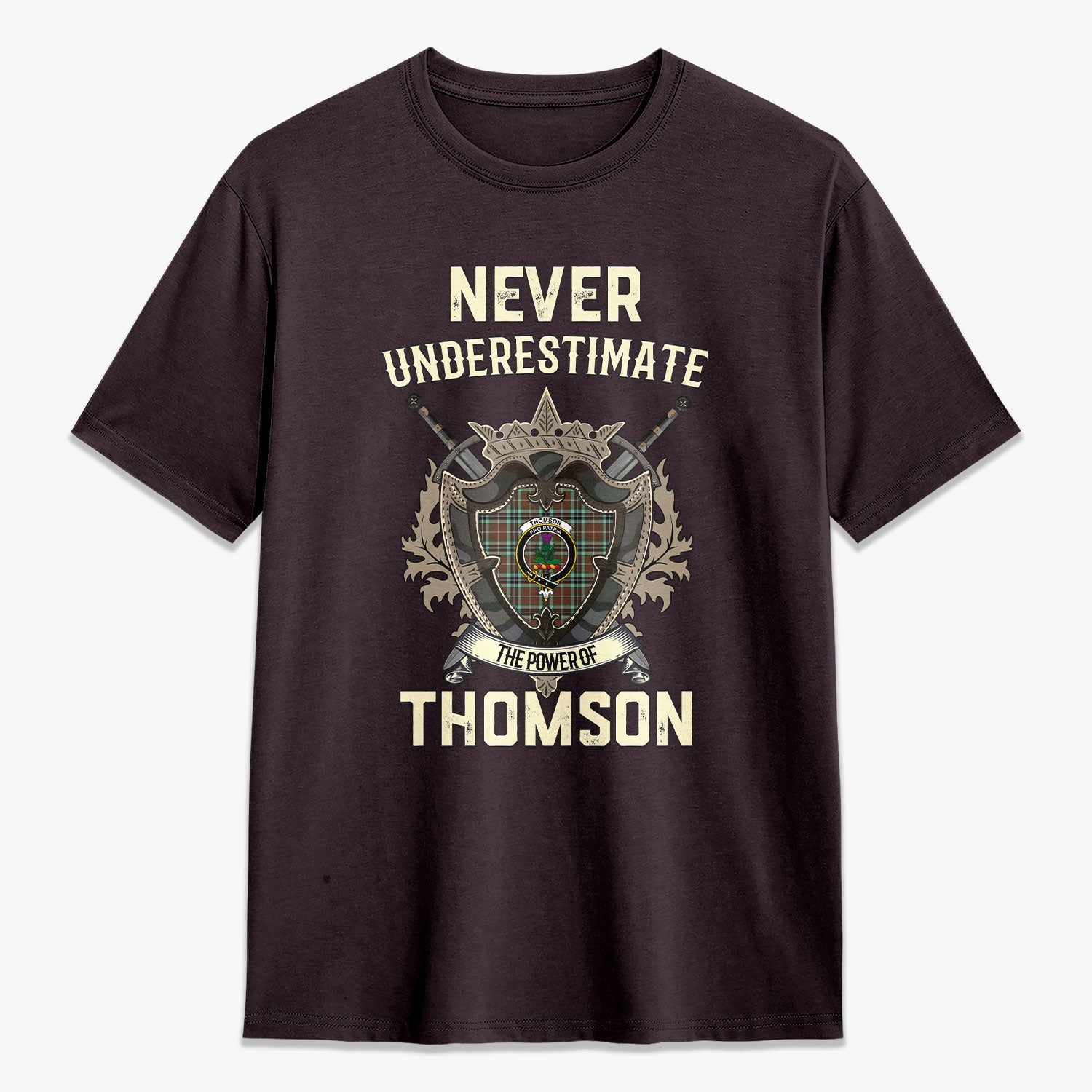 Thomson Hunting Modern Tartan Crest 2D T-shirt - Never Underestimate Style