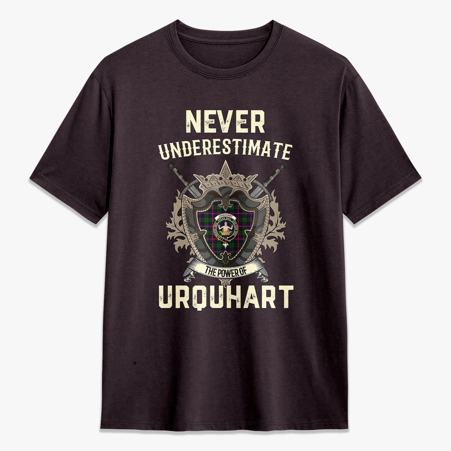 Urquhart Modern Tartan Crest 2D T-shirt - Never Underestimate Style