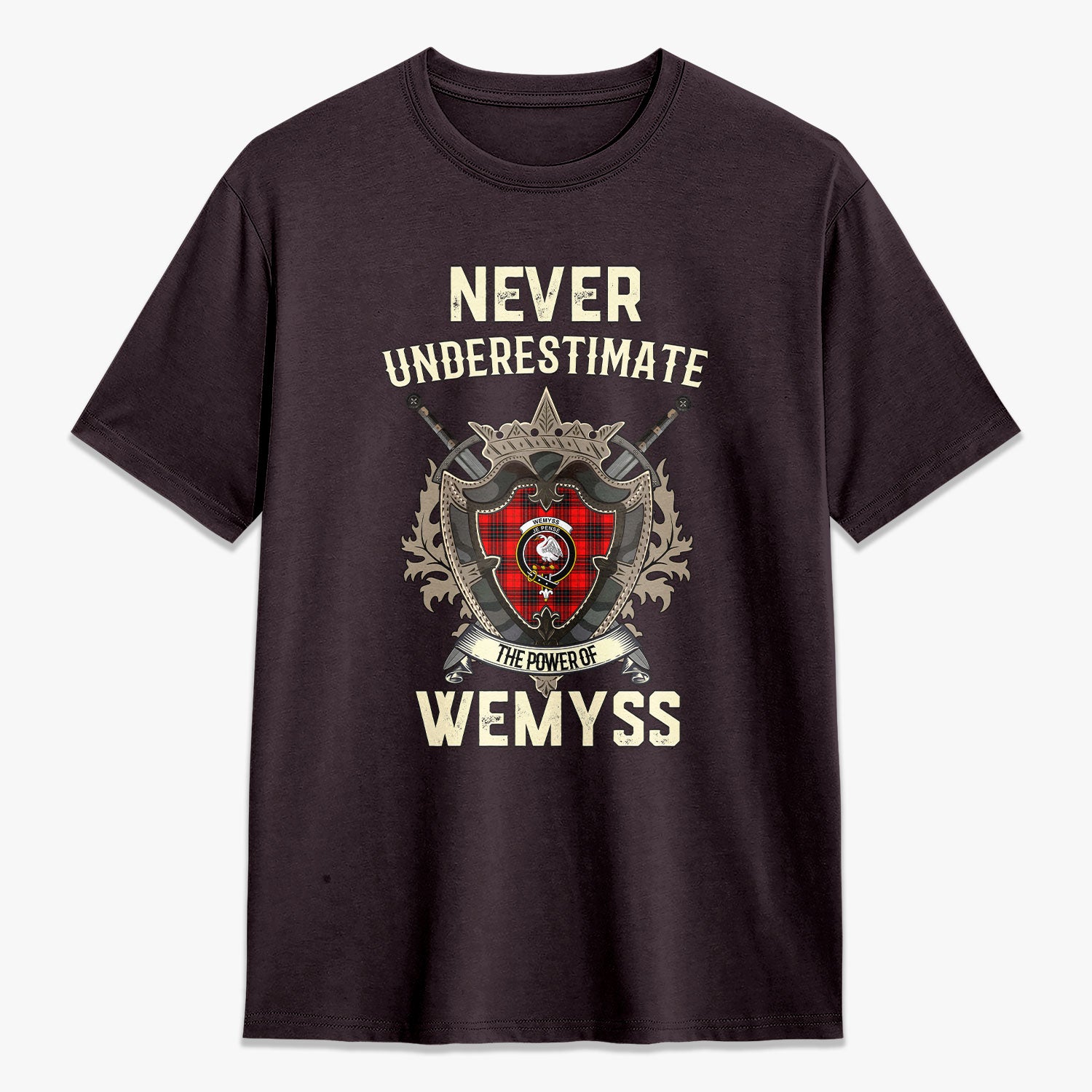Wemyss Modern Tartan Crest 2D T-shirt - Never Underestimate Style