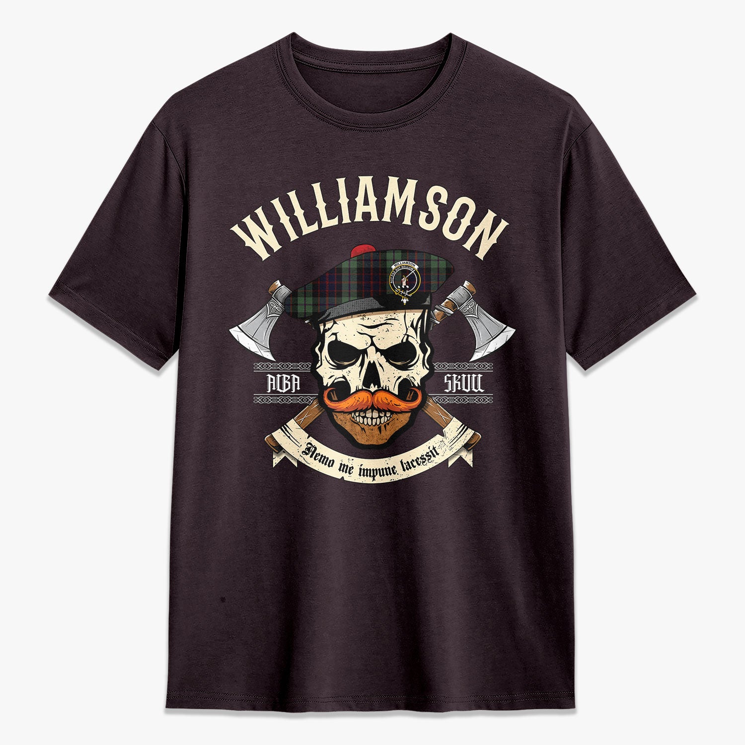 Williamson Tartan Crest 2D T-shirt - Alba Skull Style