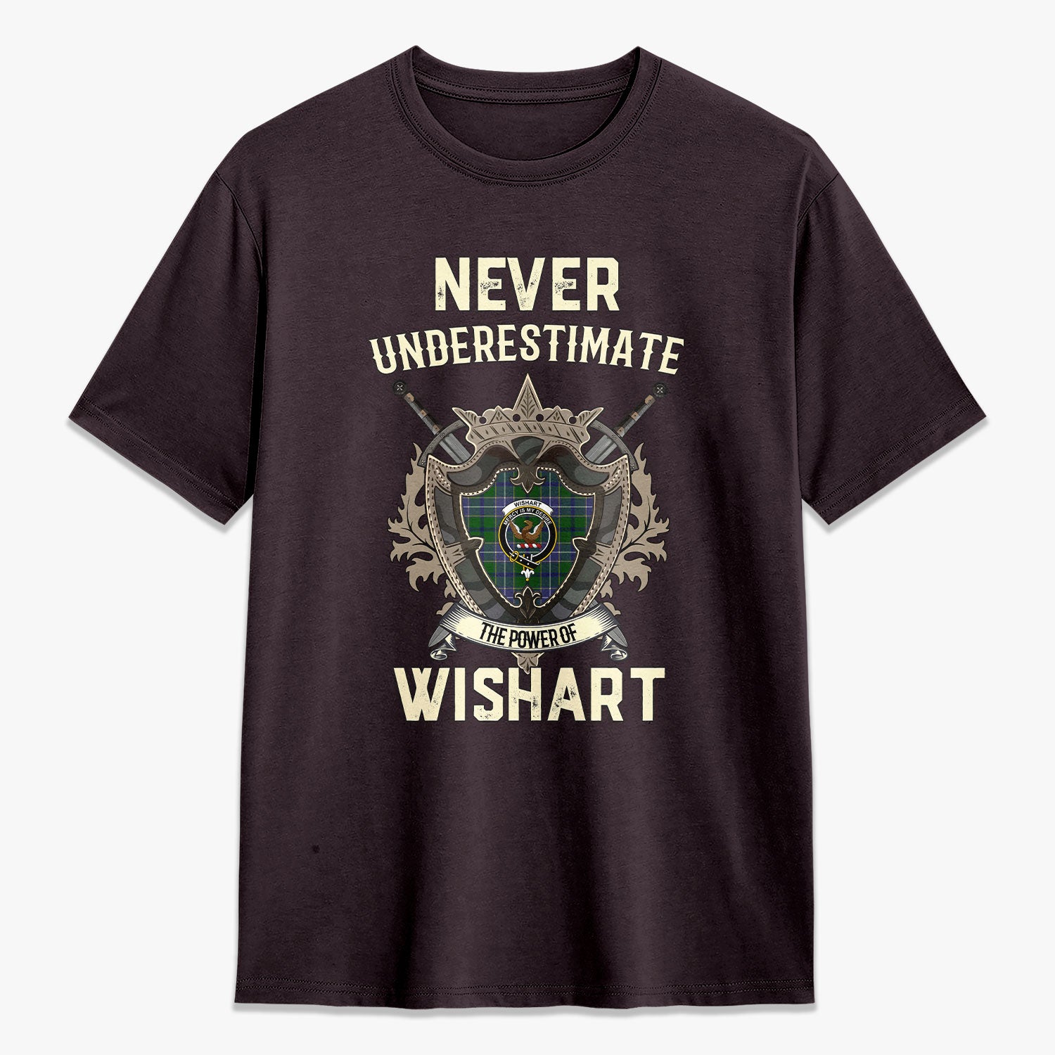 Wishart Hunting Tartan Crest 2D T-shirt - Never Underestimate Style
