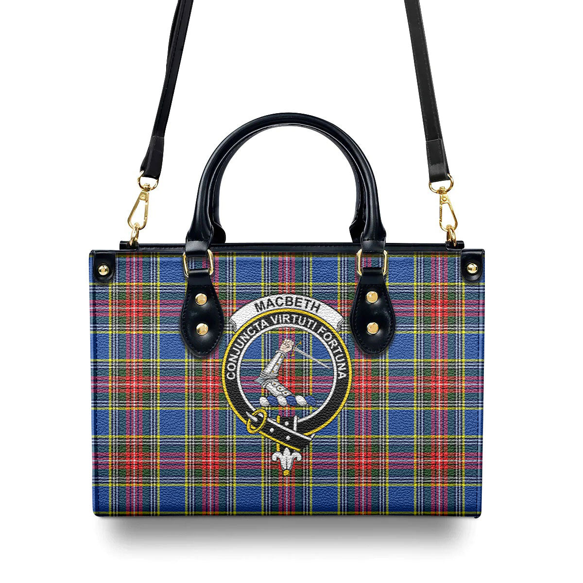 MacBeth Modern Tartan Crest Leather Handbag