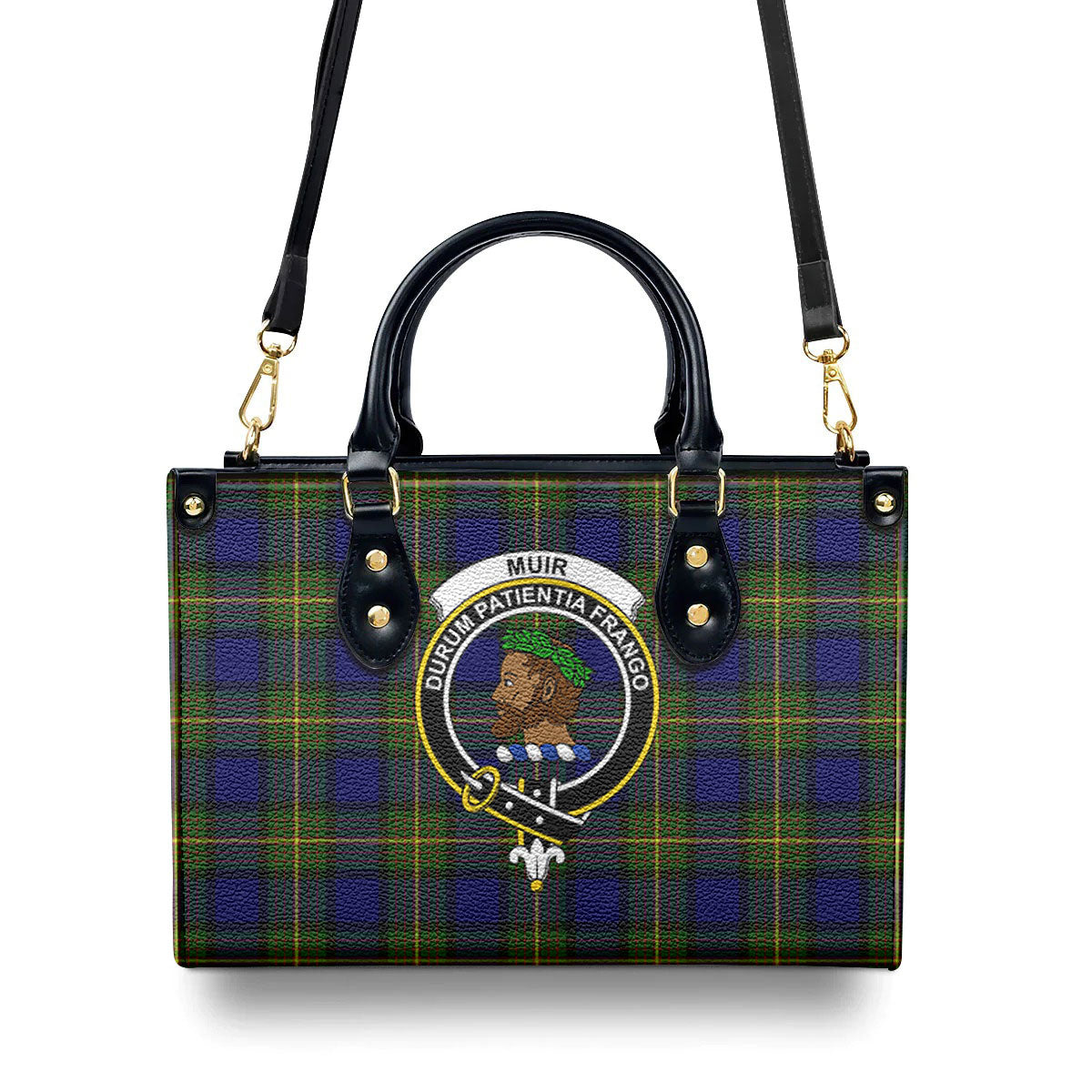 Muir Tartan Crest Leather Handbag