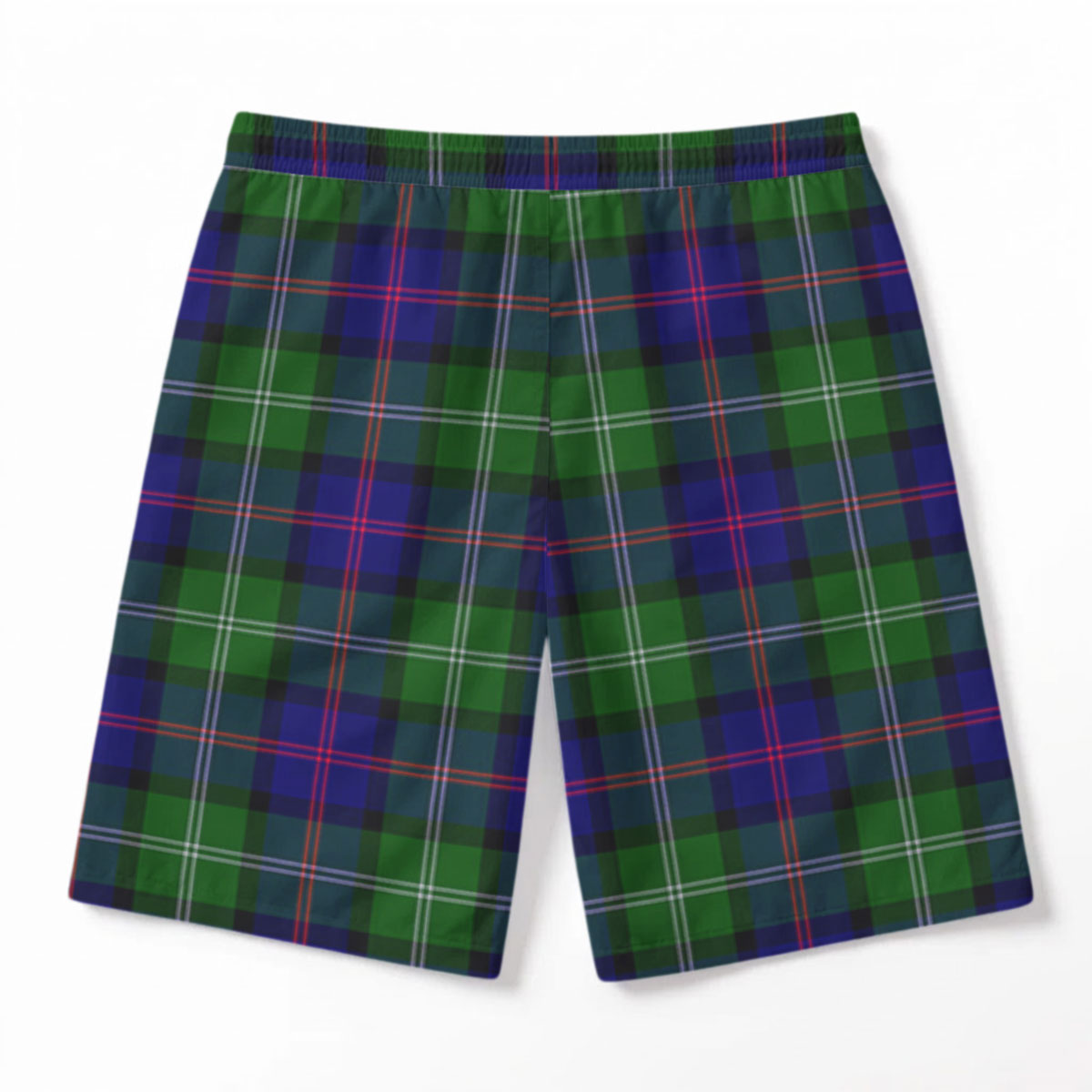 MacThomas Modern Tartan Crest Men's Beach Shorts