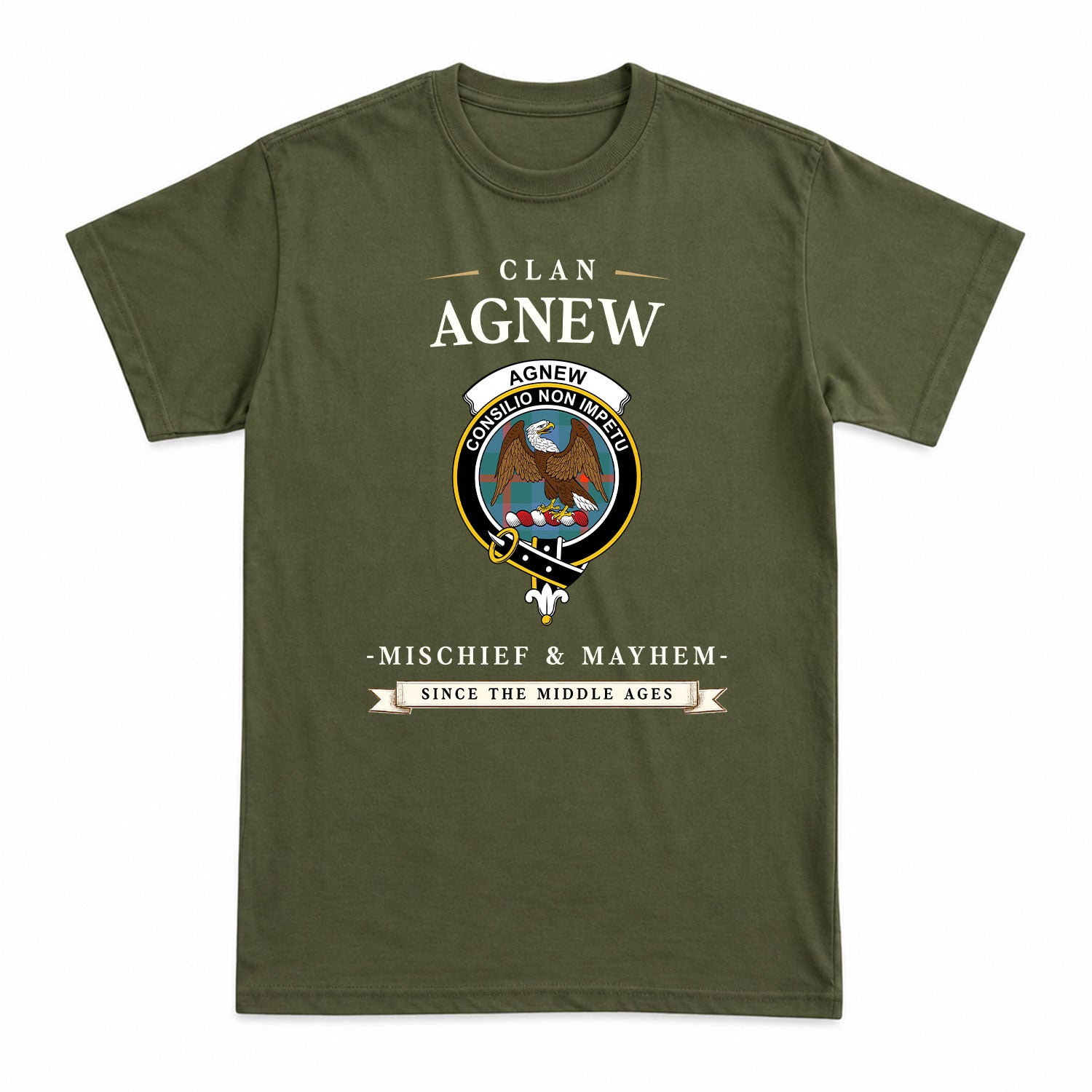 Agnew Ancient Tartan Crest Mischief and Mayhem T-shirt