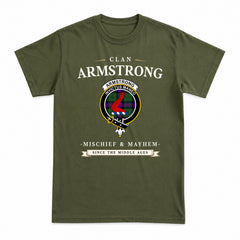 Armstrong Modern Tartan Crest Mischief and Mayhem T-shirt