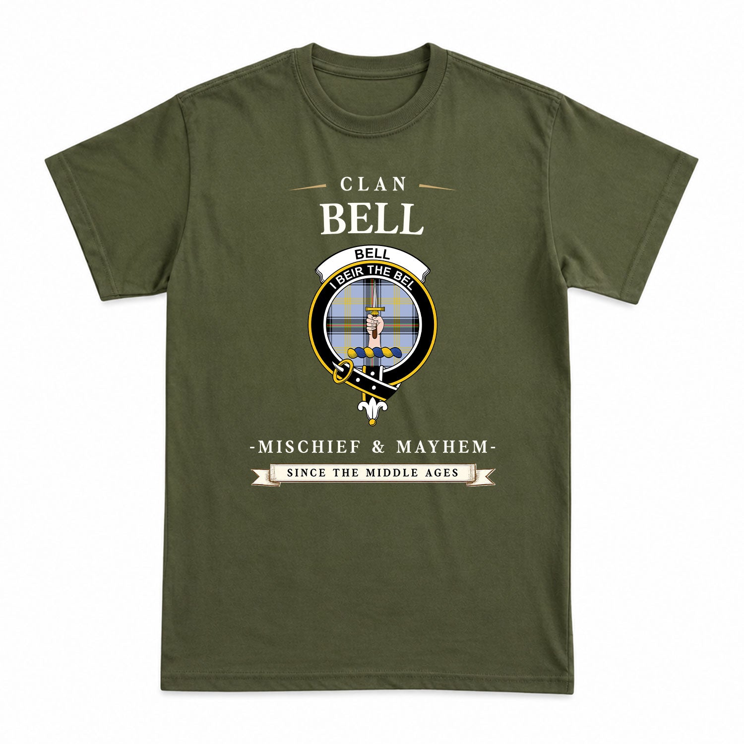 Bell of the Borders Tartan Crest Mischief and Mayhem T-shirt
