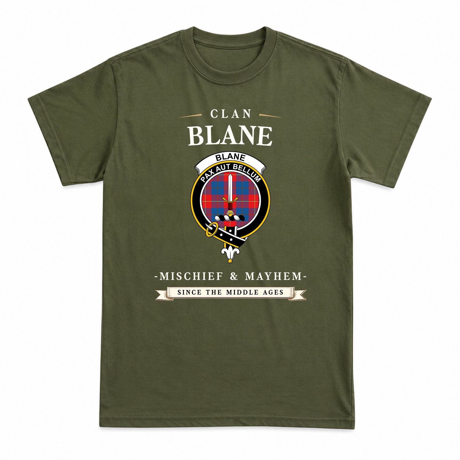 Blane Tartan Crest Mischief and Mayhem T-shirt
