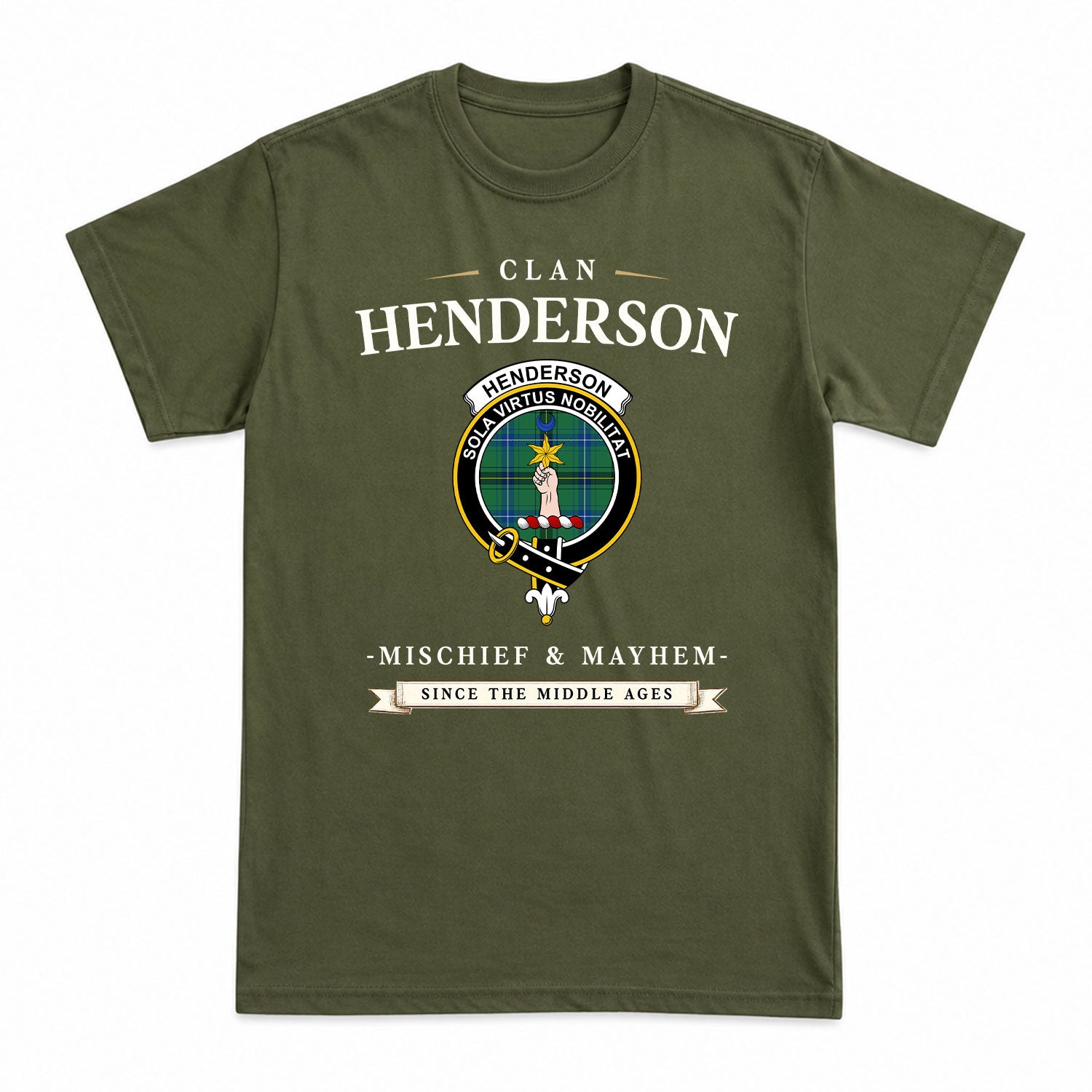 Henderson Ancient Tartan Crest Mischief and Mayhem T-shirt