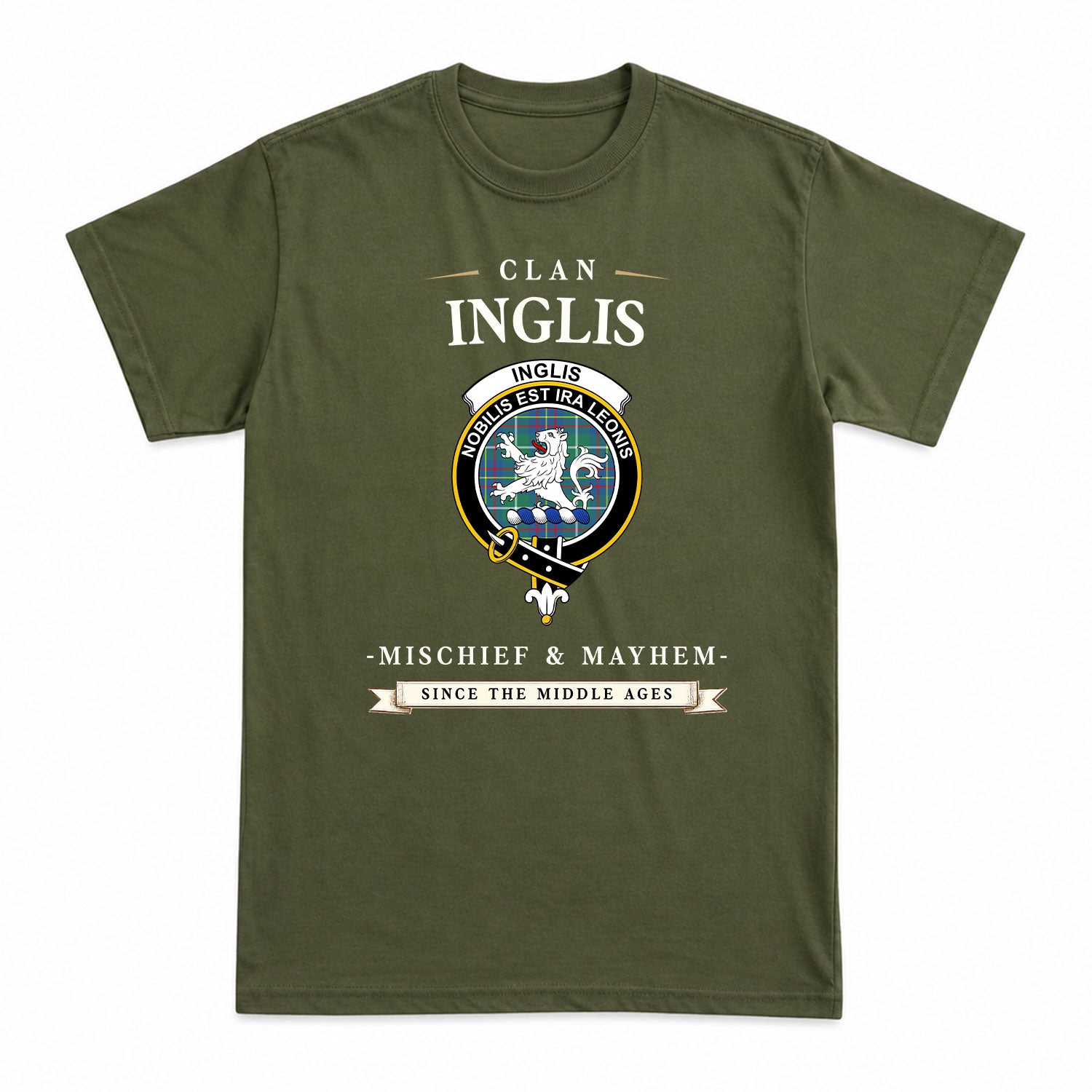 Inglis Ancient Tartan Crest Mischief and Mayhem T-shirt