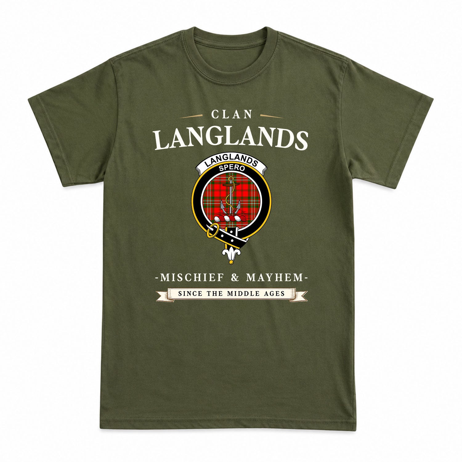 Langlands Tartan Crest Mischief and Mayhem T-shirt