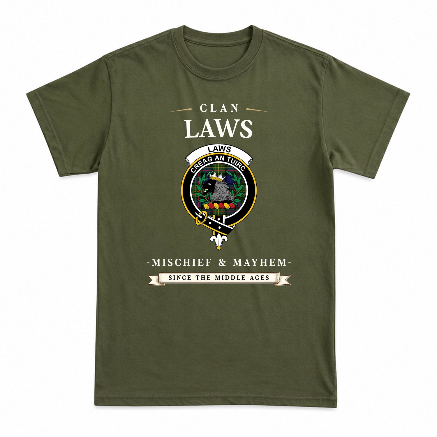 Laws Tartan Crest Mischief and Mayhem T-shirt