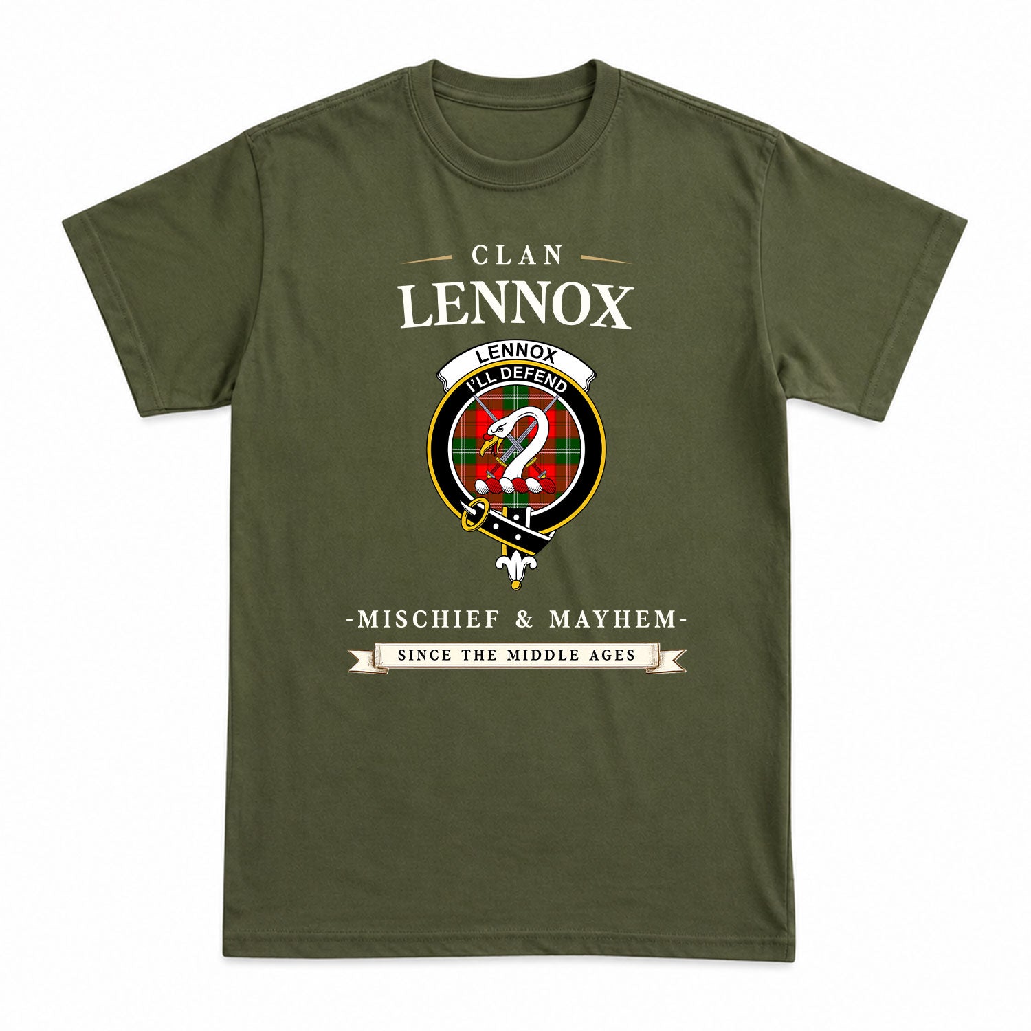 Lennox Tartan Crest Mischief and Mayhem T-shirt