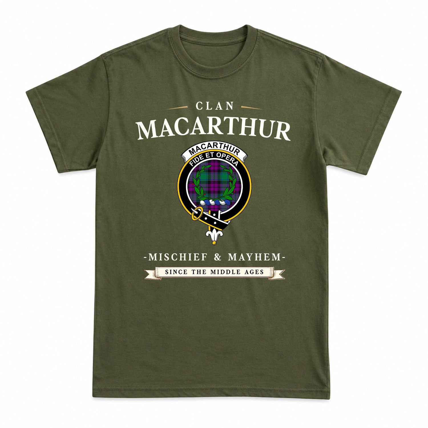 MacArthur - Milton Tartan Crest Mischief and Mayhem T-shirt