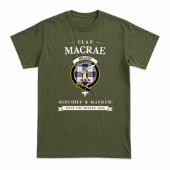 MacRae Dress Modern Tartan Crest Mischief and Mayhem T-shirt