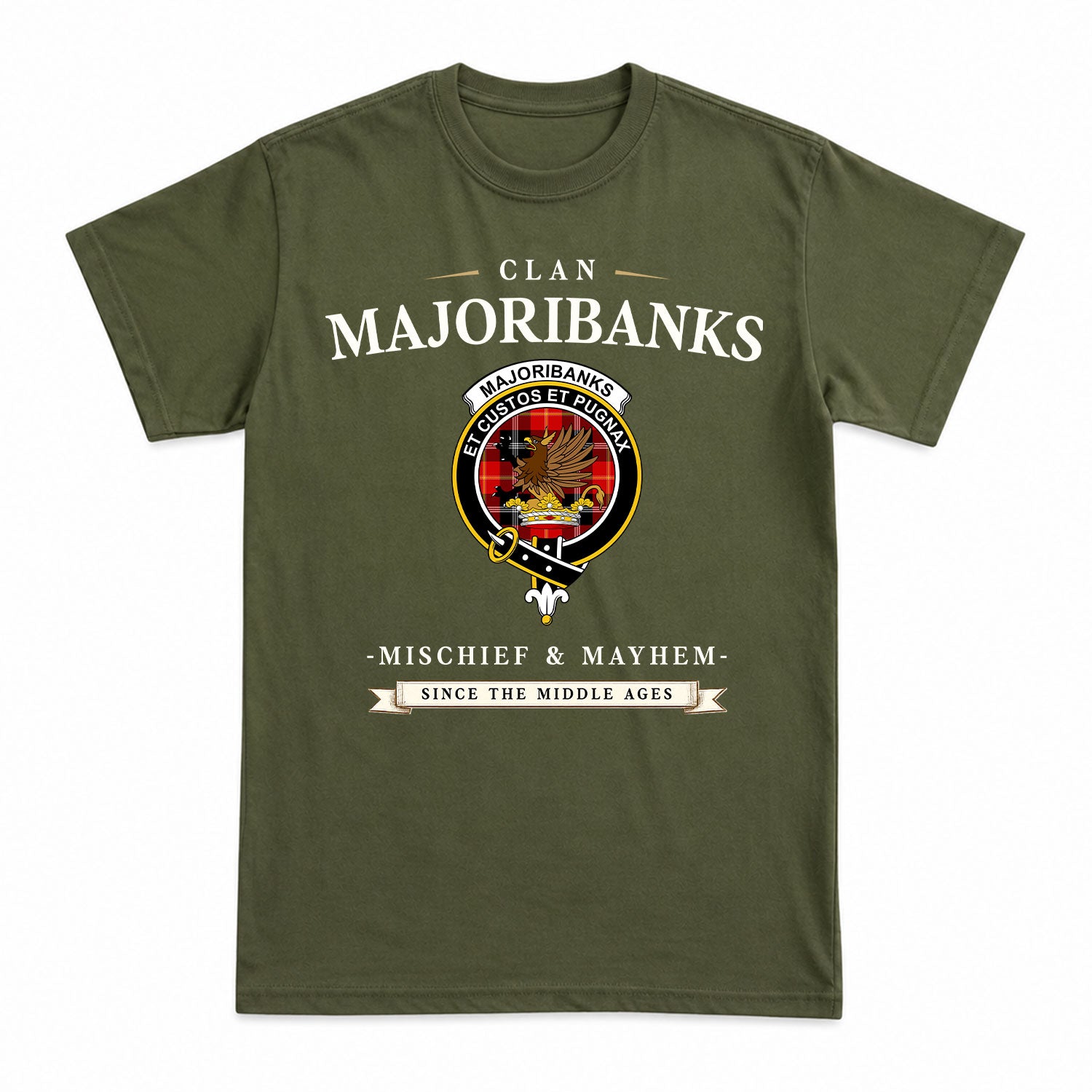 Majoribanks Tartan Crest Mischief and Mayhem T-shirt