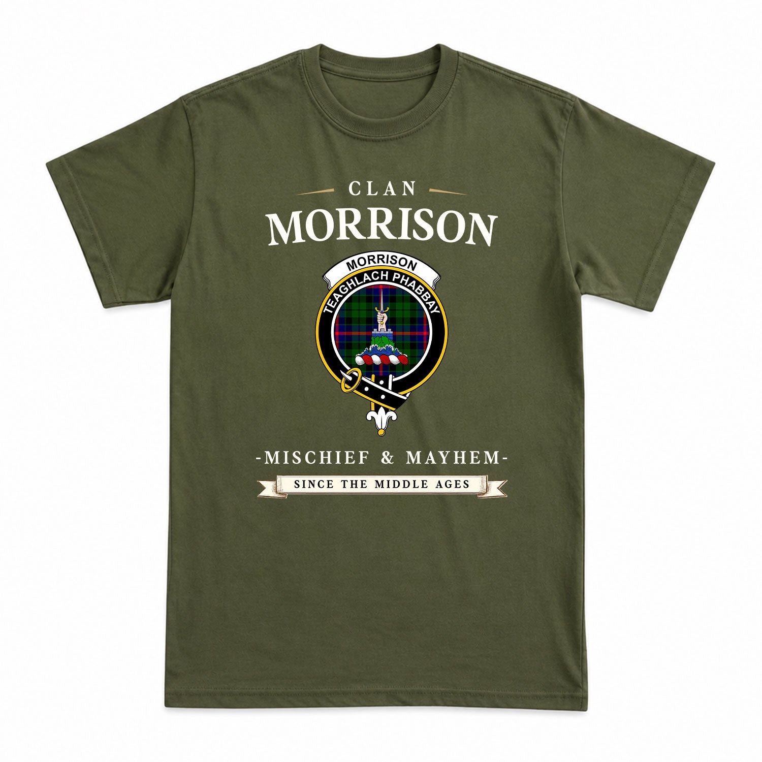 Morrison Modern Tartan Crest Mischief and Mayhem T-shirt