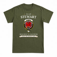 Stewart (Stuart) of Bute Tartan Crest Mischief and Mayhem T-shirt