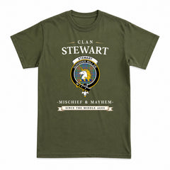 Stewart of Appin Hunting Ancient Tartan Crest Mischief and Mayhem T-shirt