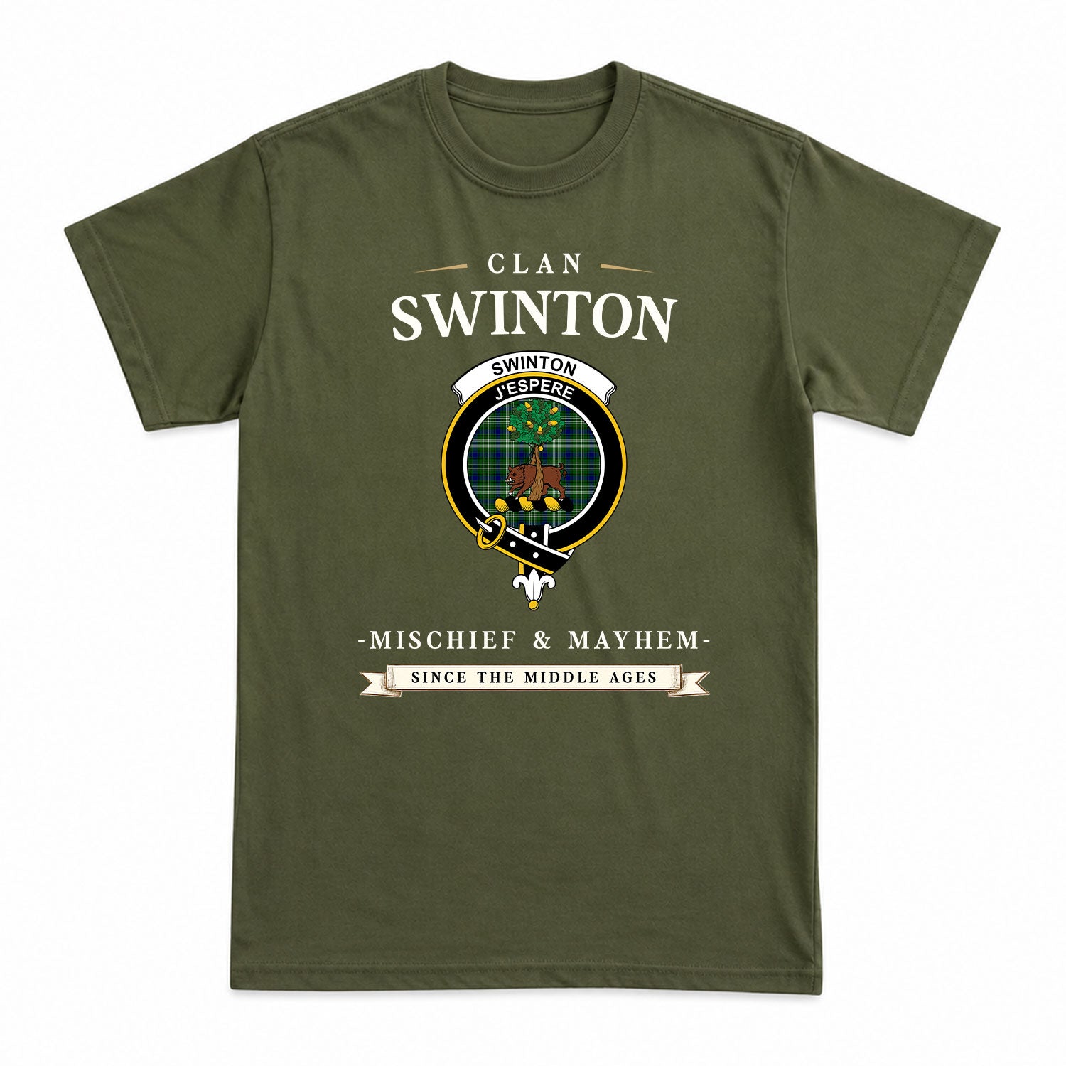 Swinton Tartan Crest Mischief and Mayhem T-shirt