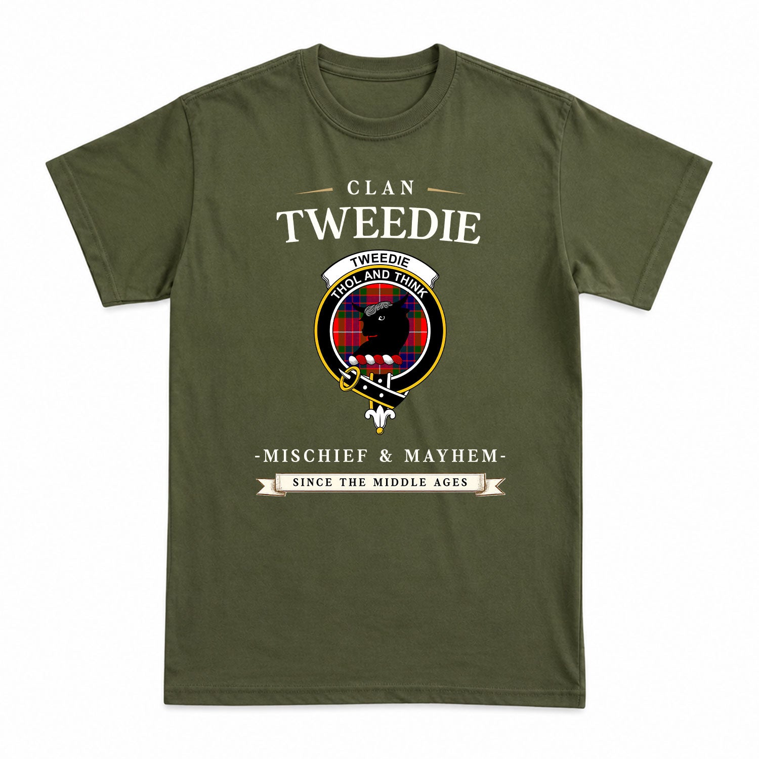 Tweedie Tartan Crest Mischief and Mayhem T-shirt
