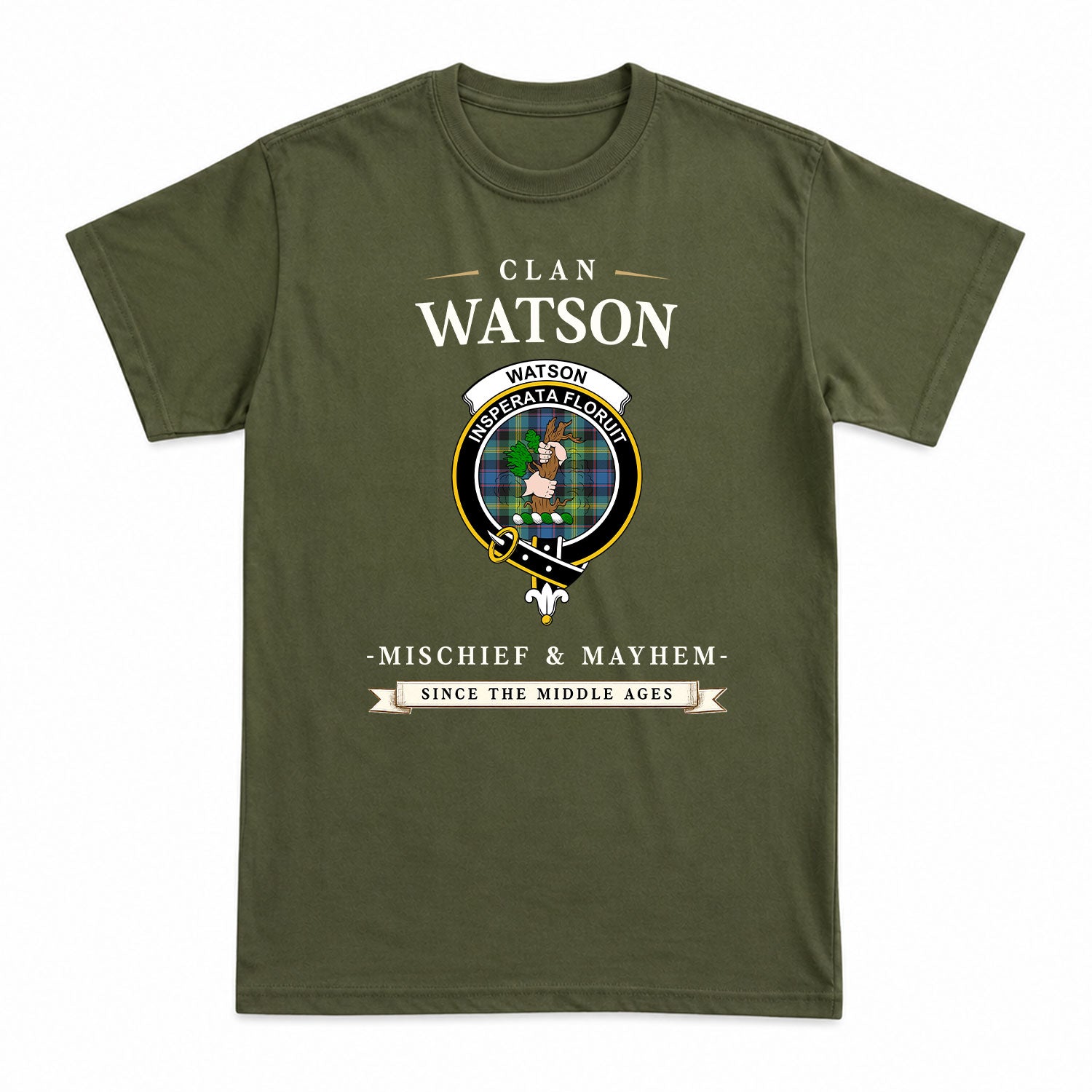 Watson Ancient Tartan Crest Mischief and Mayhem T-shirt