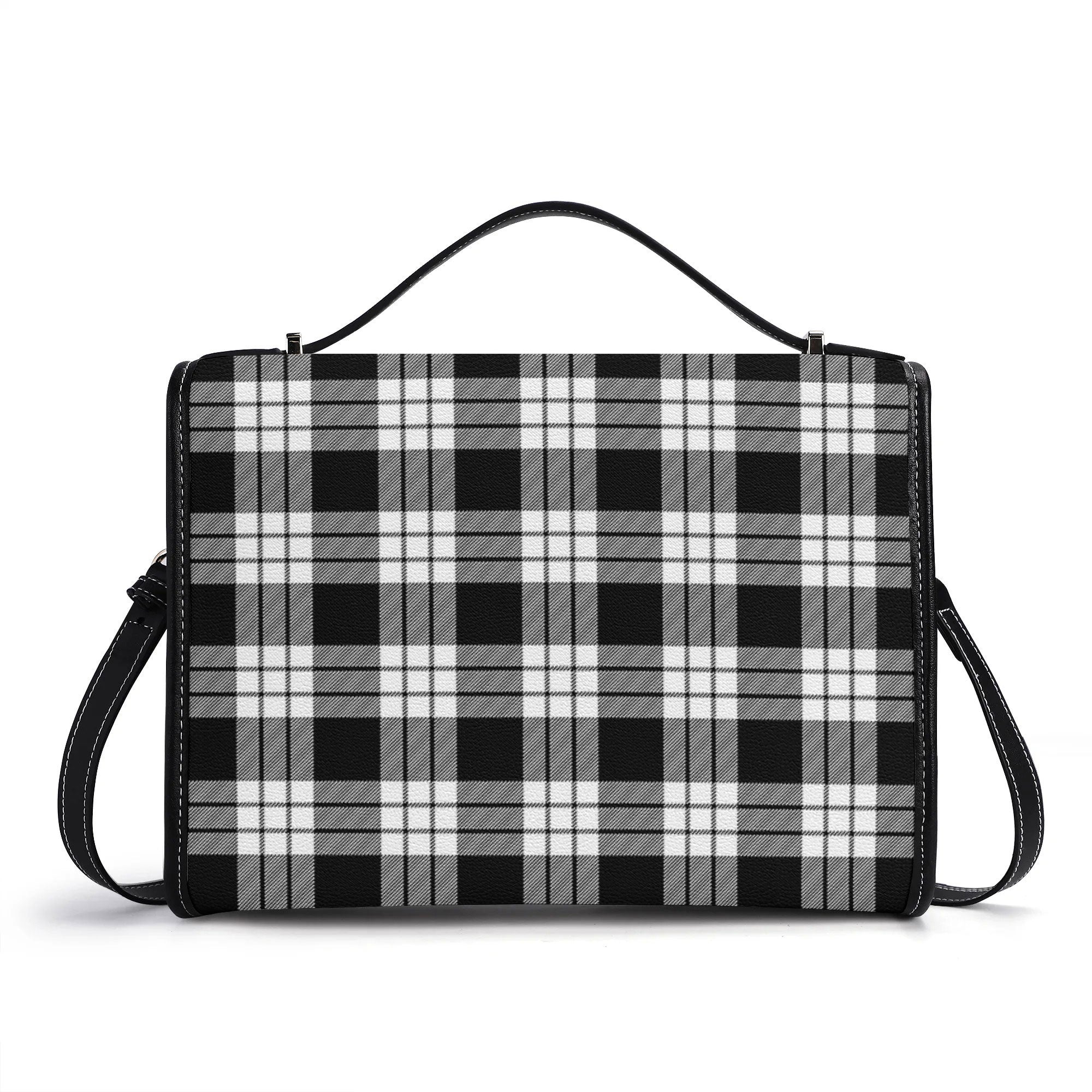MacFarlane Black - White Tartan Crest Satchel Bag