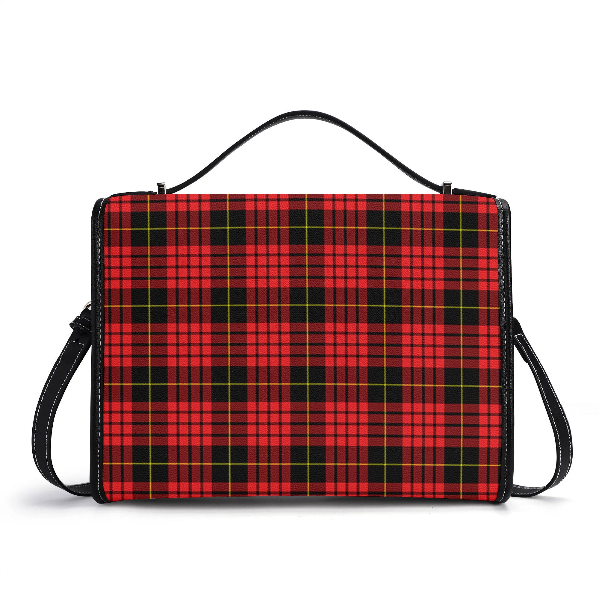 McQueen Modern Tartan Crest Satchel Bag