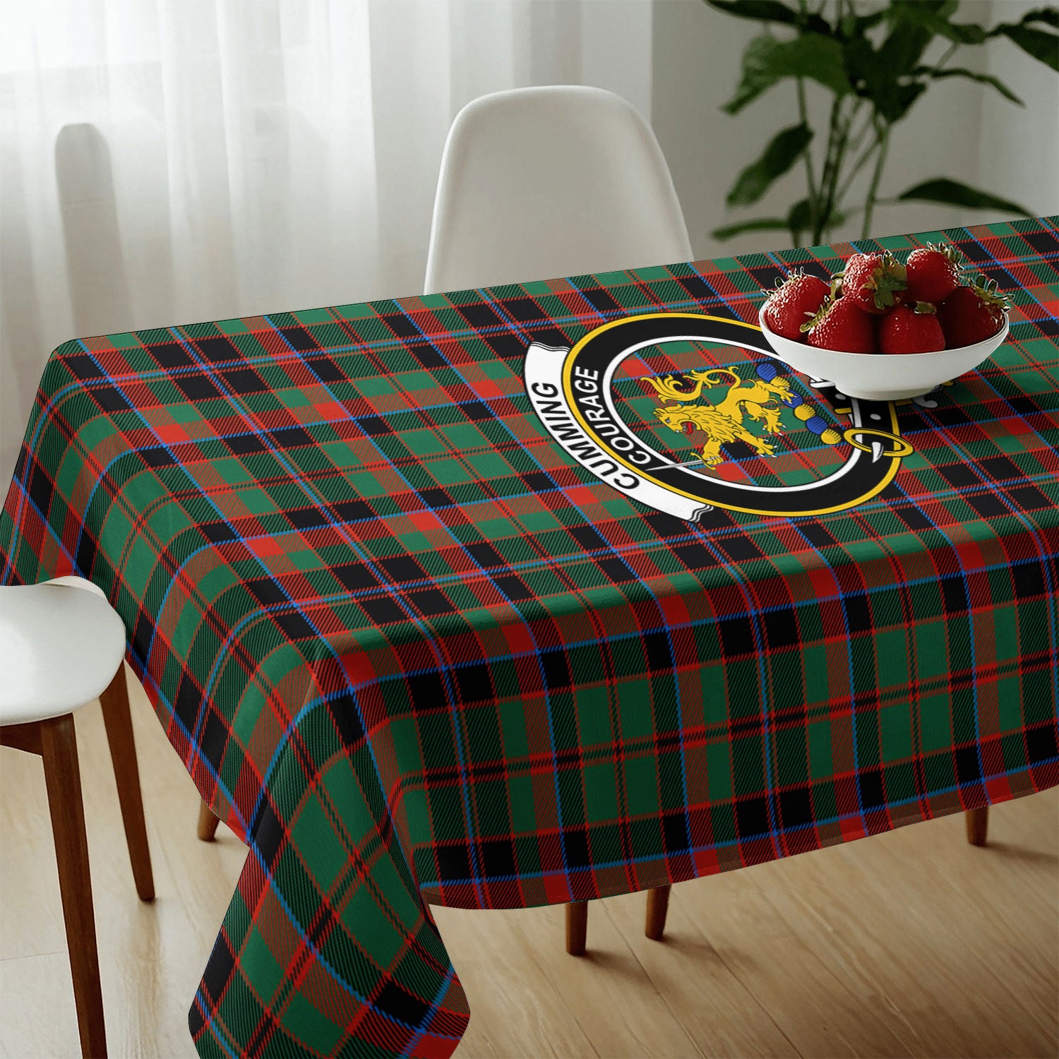 Cumming Hunting Ancient Tartan Crest Tablecloth