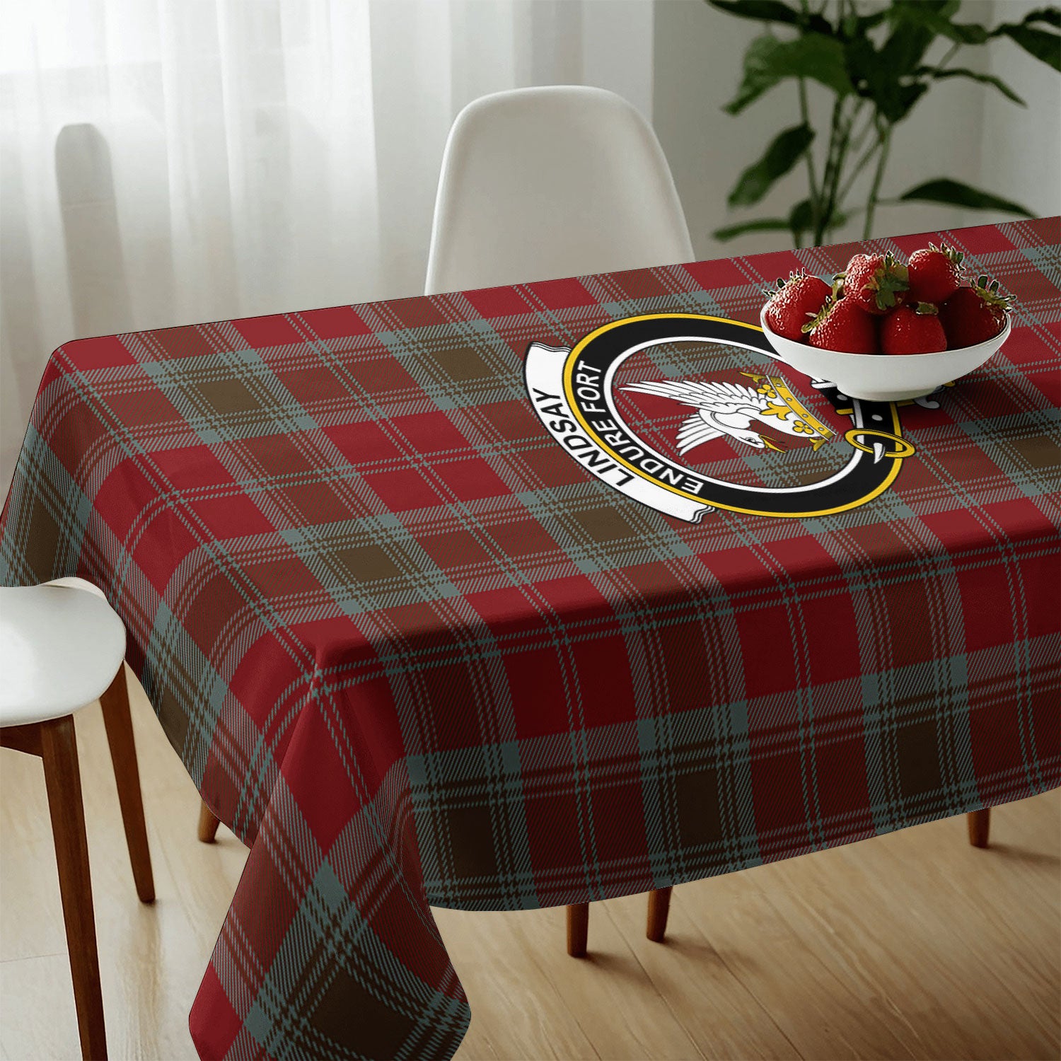 Lindsay Weathered Tartan Crest Tablecloth