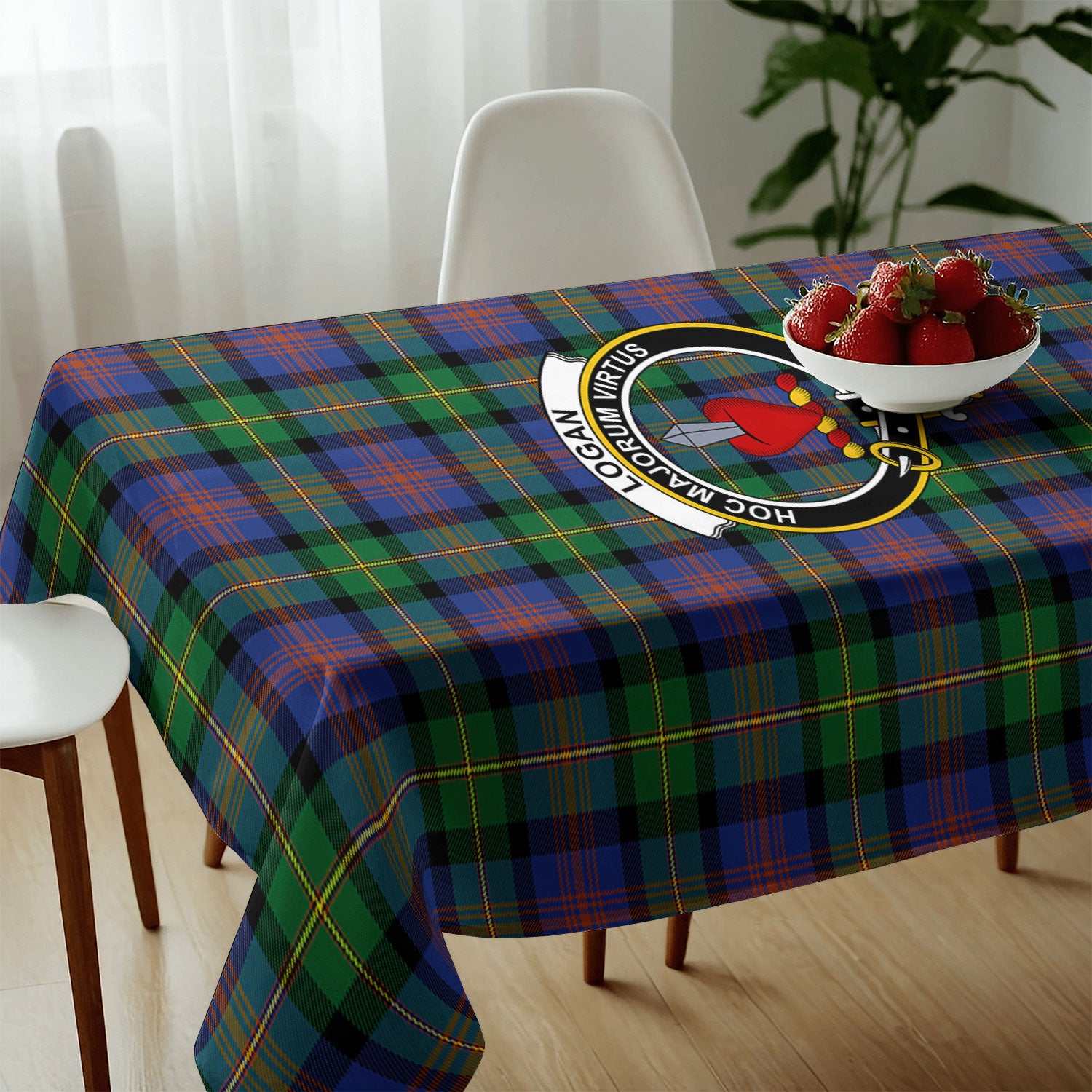 Logan Ancient Tartan Crest Tablecloth