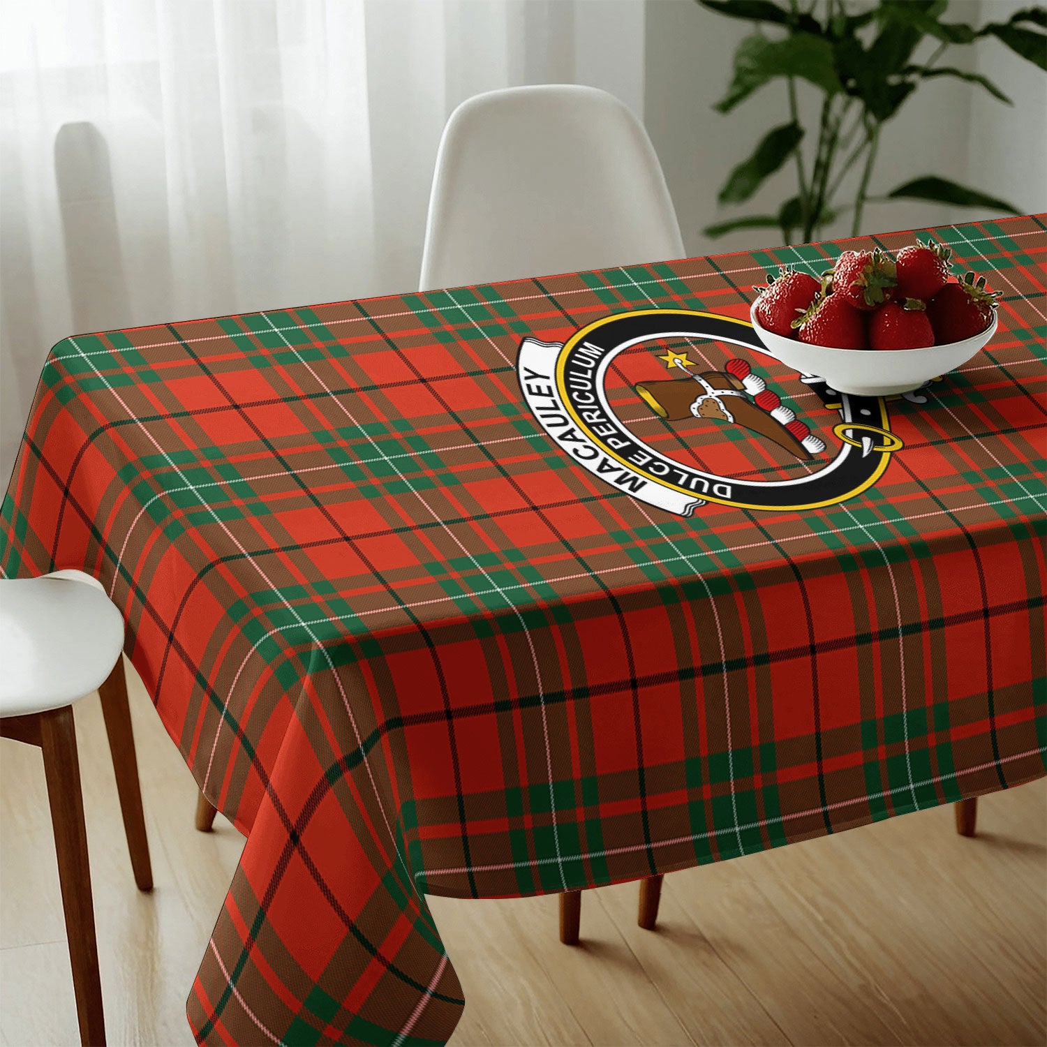 MacAuley Ancient Tartan Crest Tablecloth