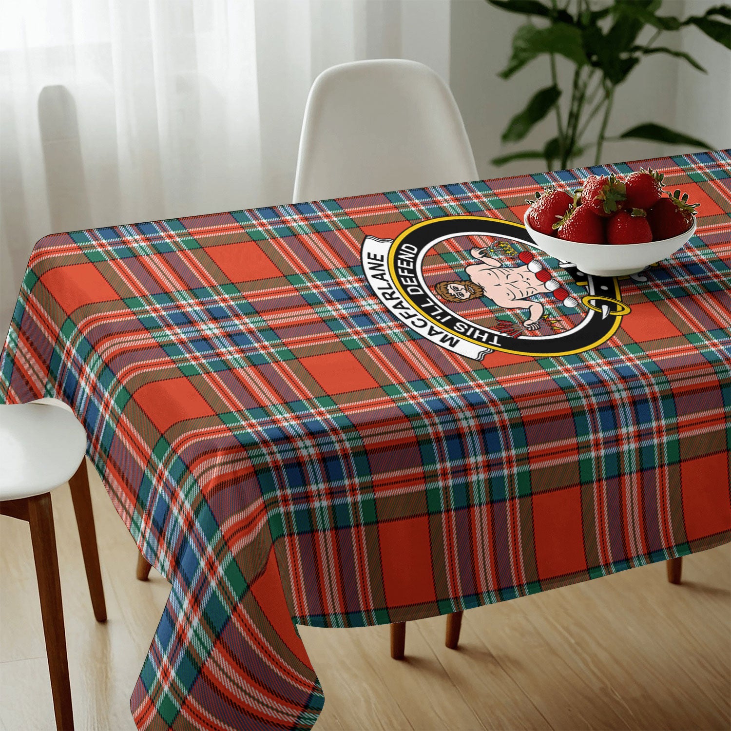 MacFarlane Ancient Tartan Crest Tablecloth