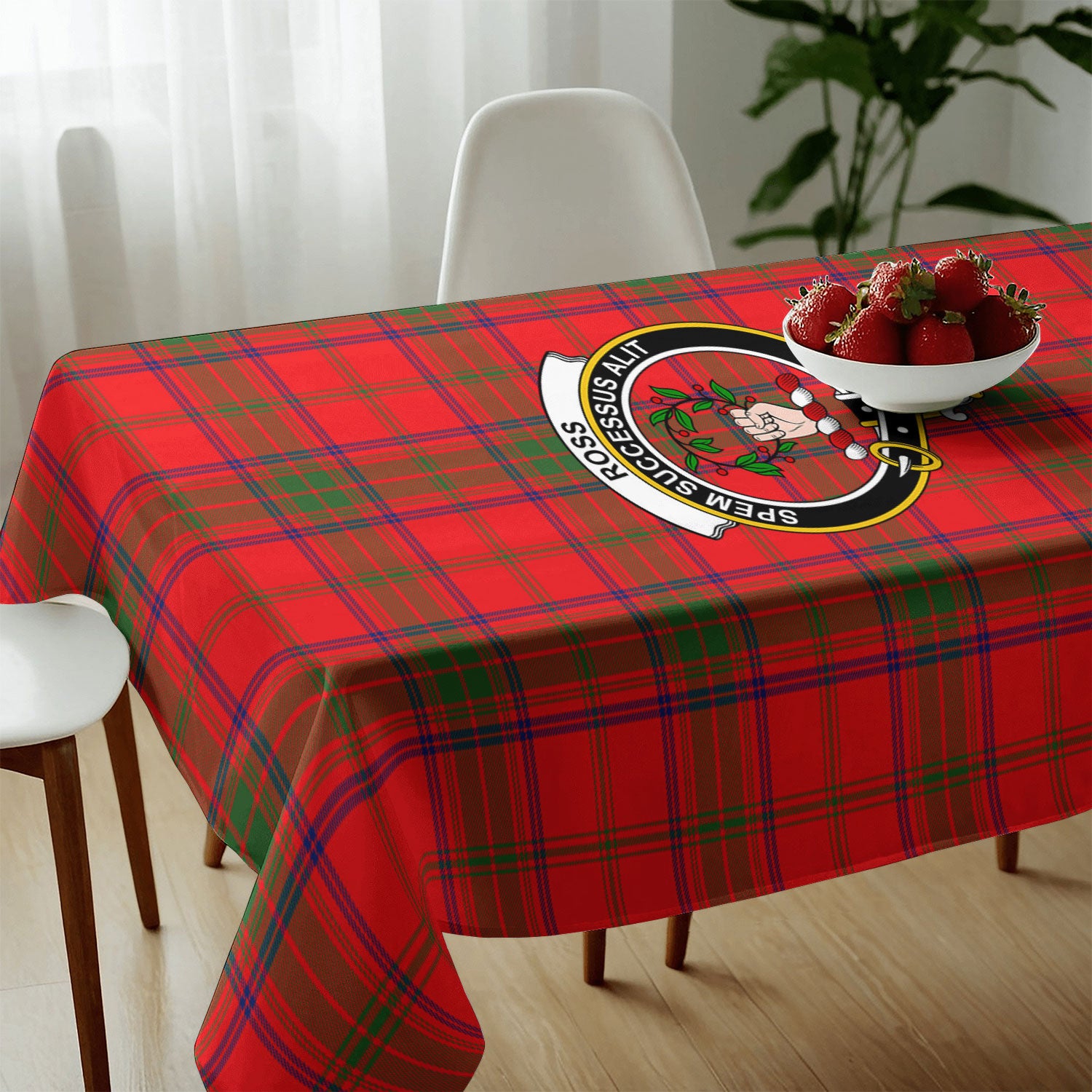 Ross Modern Tartan Crest Tablecloth