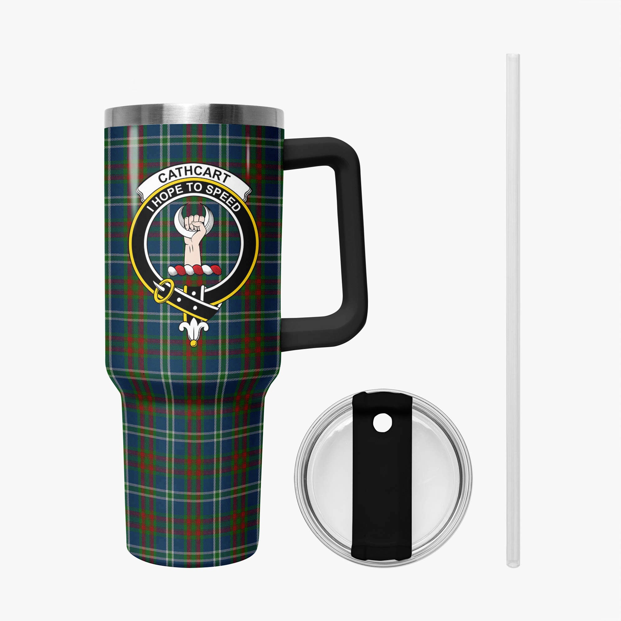 Cathcart Tartan Crest 40 oz Insulated Tumbler with Handle