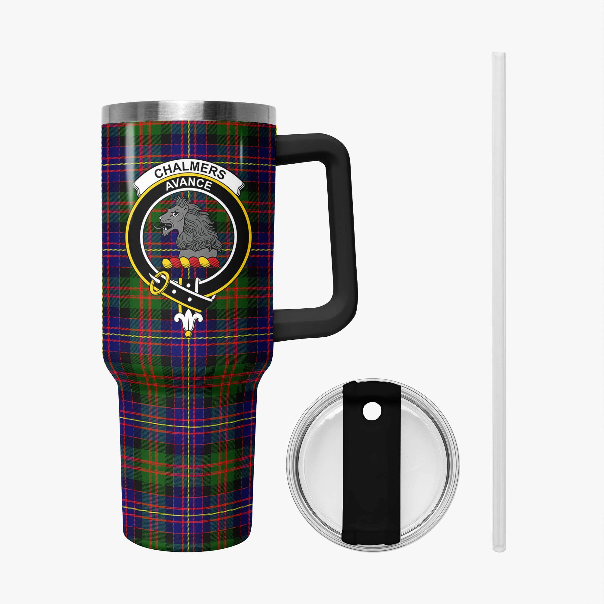Chalmers Tartan Crest 40 oz Insulated Tumbler with Handle
