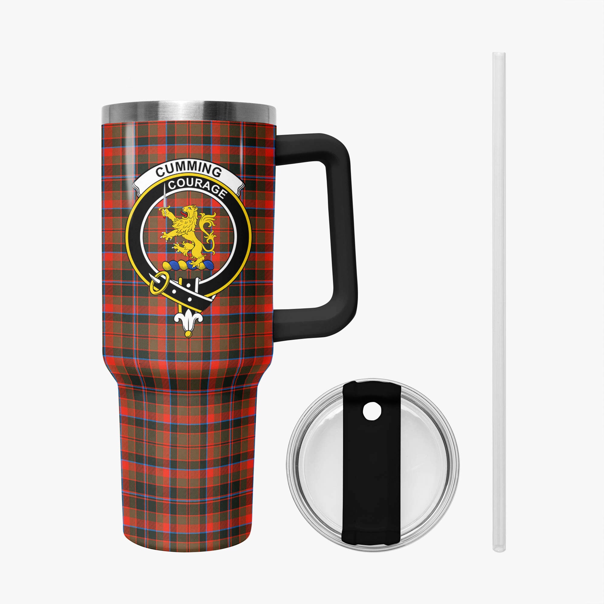 Cumming Hunting Weathered Tartan Crest 40 oz Insulated Tumbler with Handle