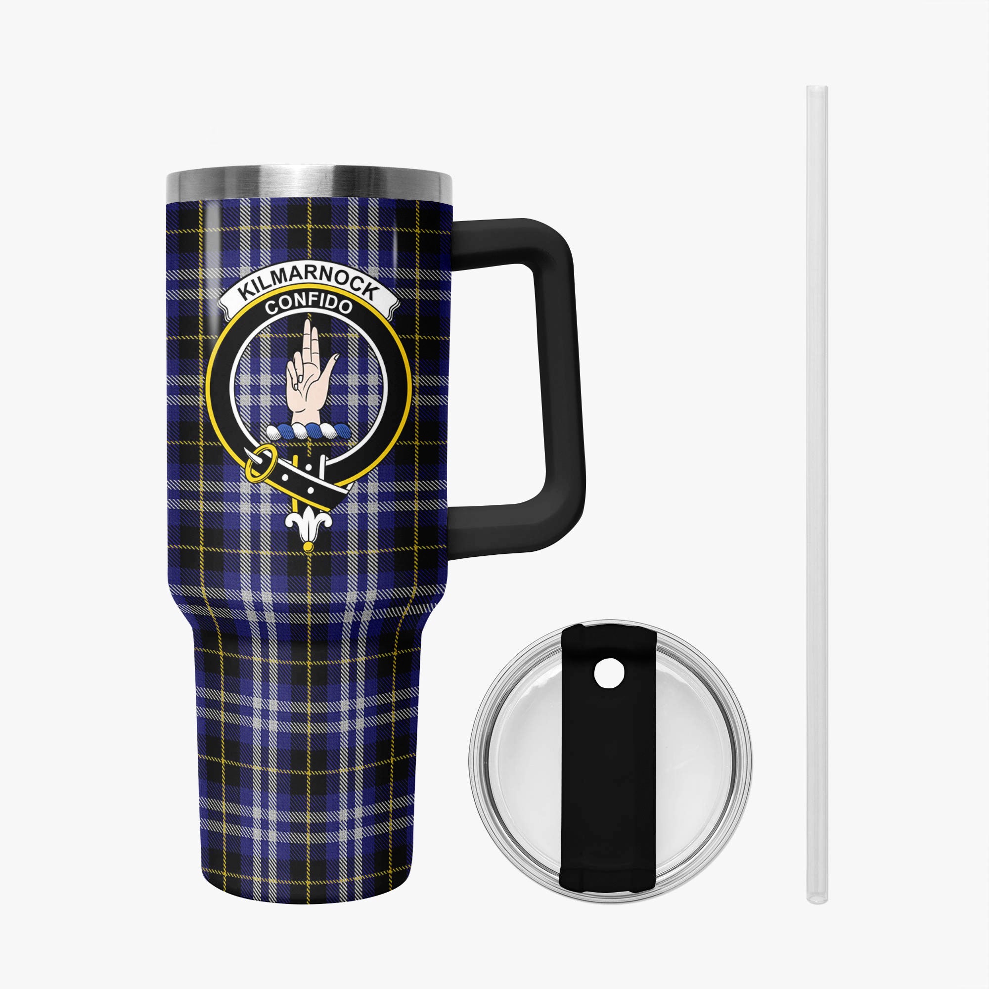 Kilmarnock Tartan Crest 40 oz Insulated Tumbler with Handle