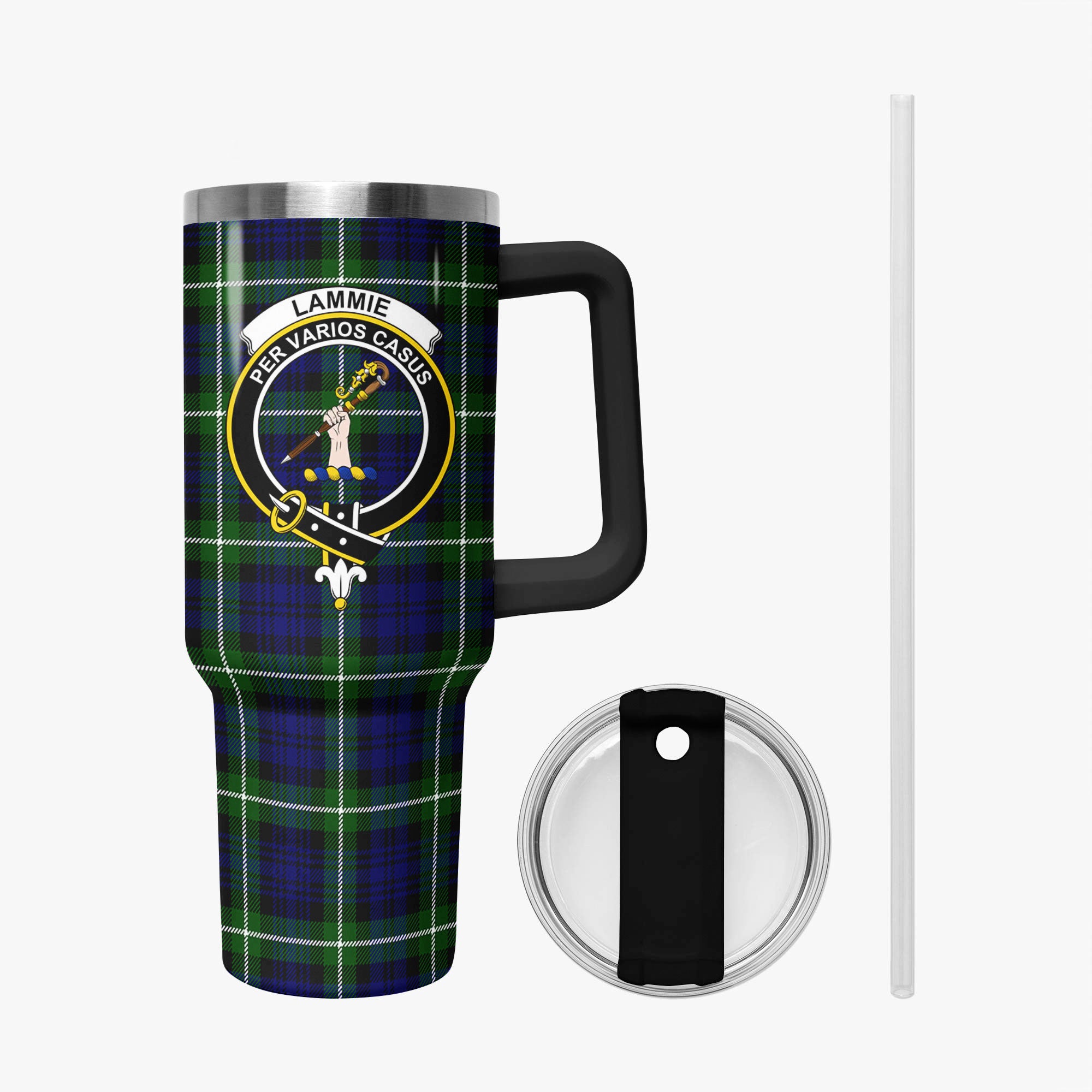 Lammie Tartan Crest 40 oz Insulated Tumbler with Handle