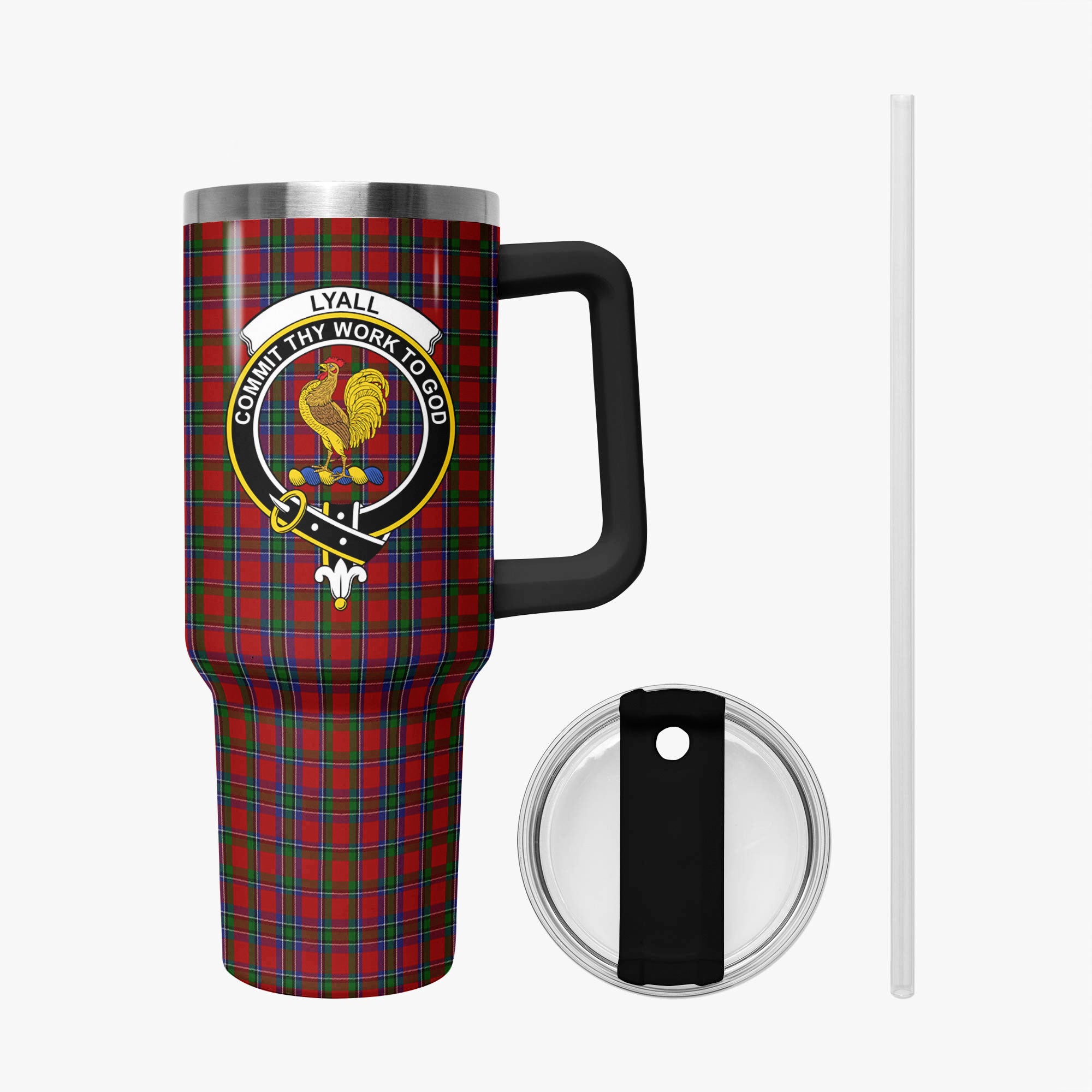Lyall Tartan Crest 40 oz Insulated Tumbler with Handle