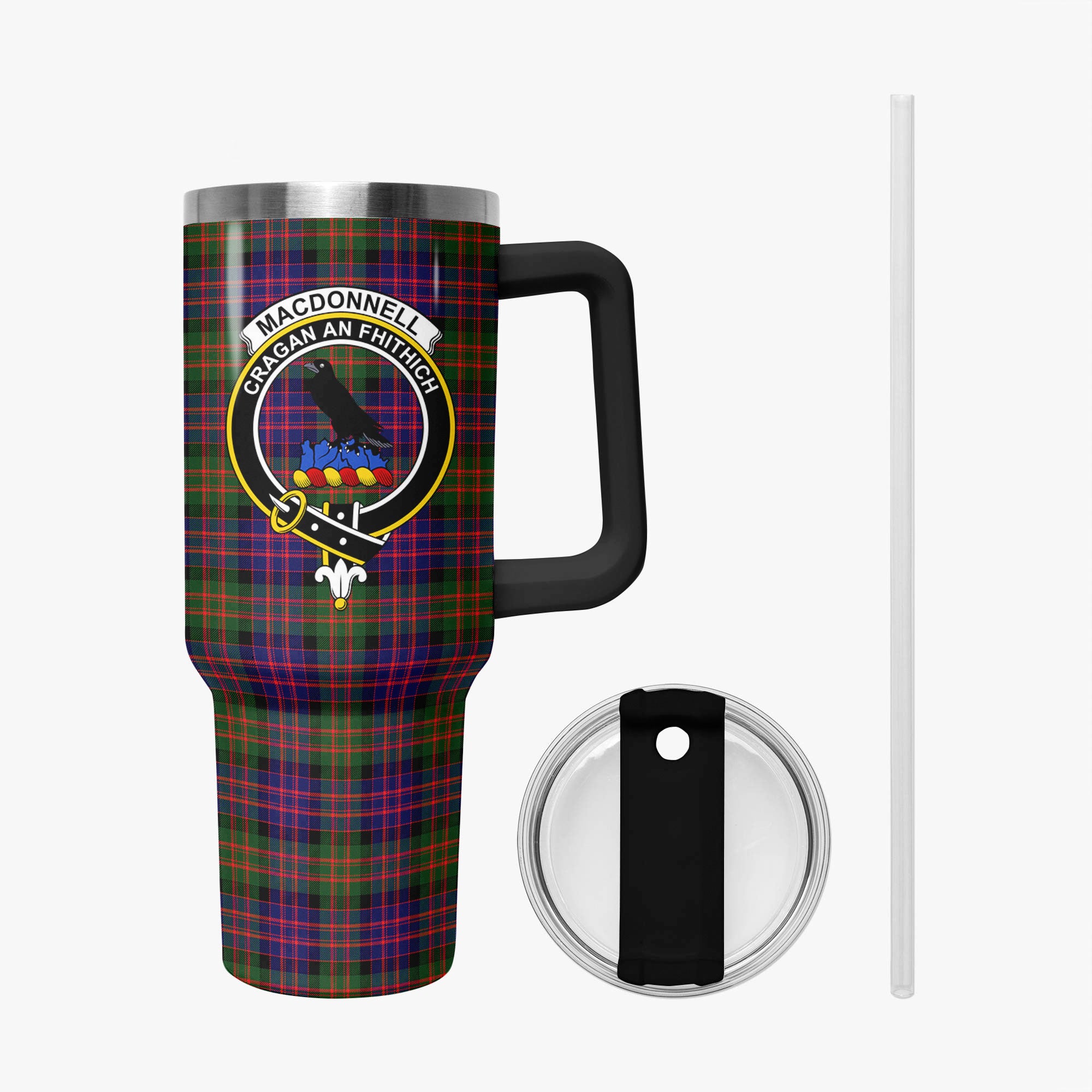 MacDonnell of Glengarry Modern Tartan Crest 40 oz Insulated Tumbler with Handle