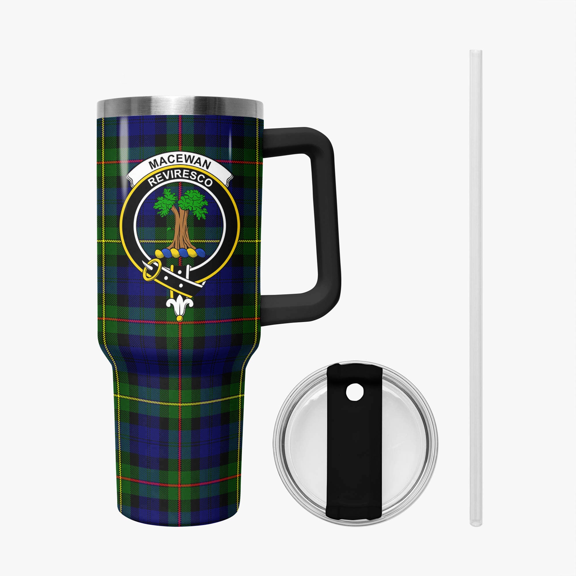 MacEwan Modern Tartan Crest 40 oz Insulated Tumbler with Handle