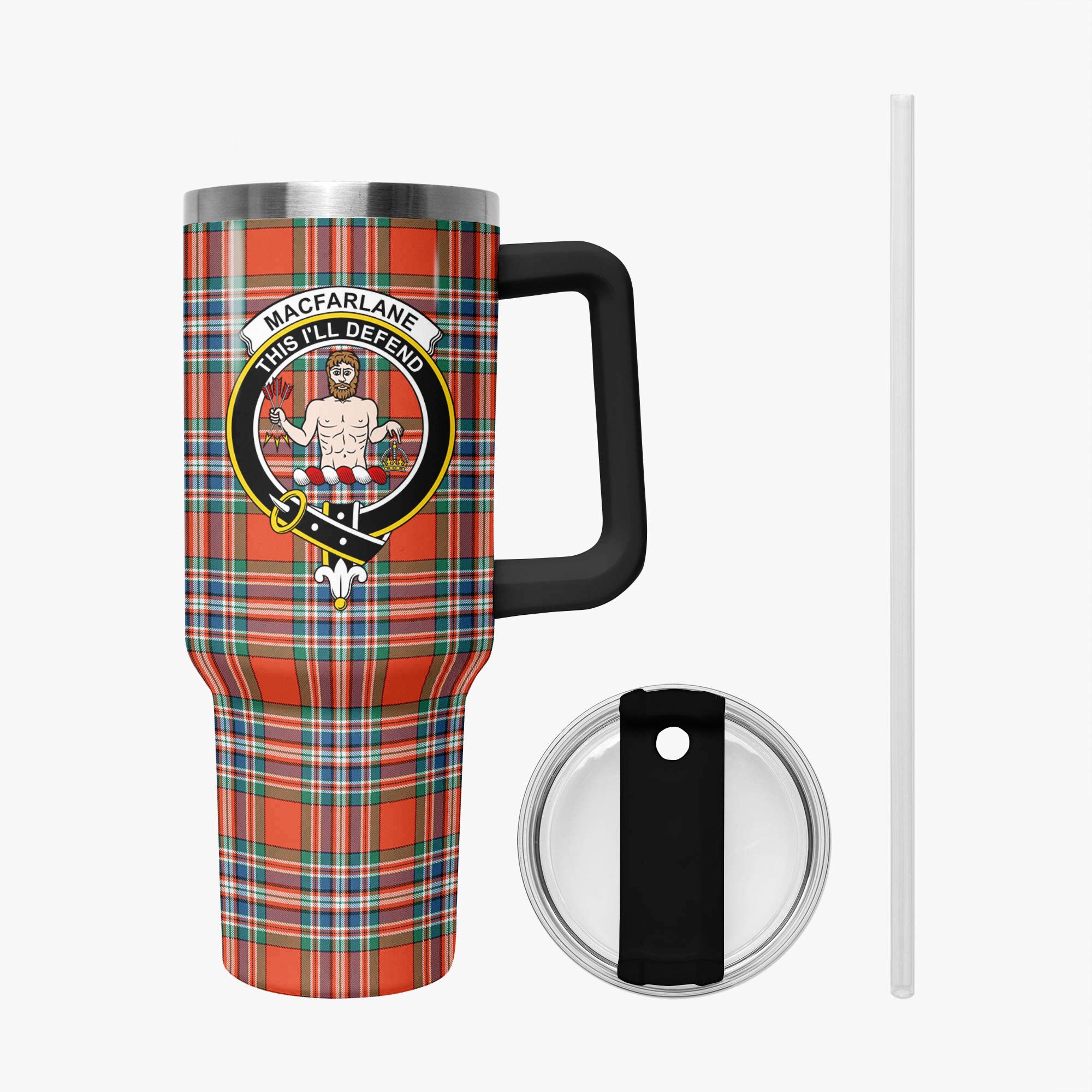 MacFarlane Ancient Tartan Crest 40 oz Insulated Tumbler with Handle